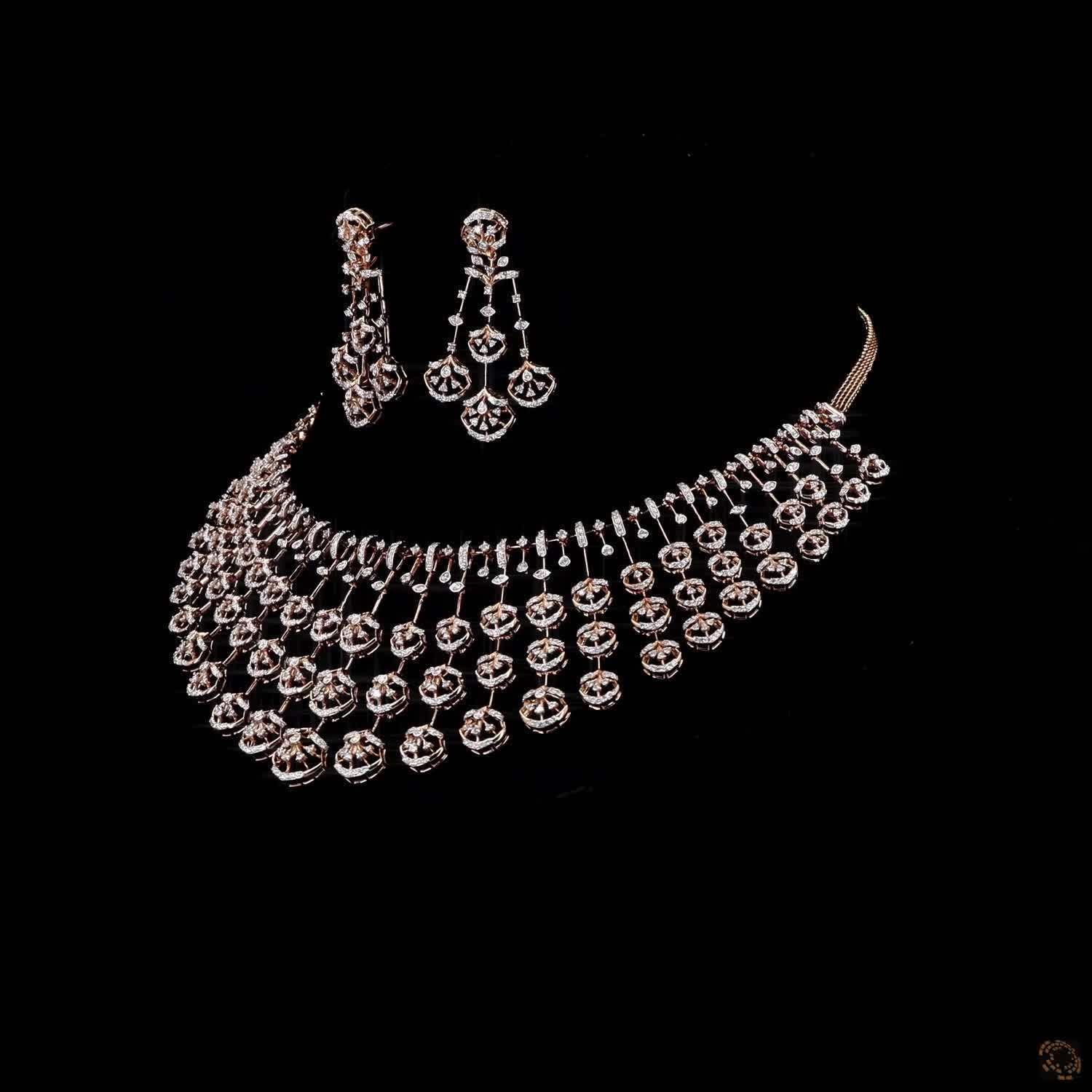 Diamond Necklace Set in 18KT Rose Gold