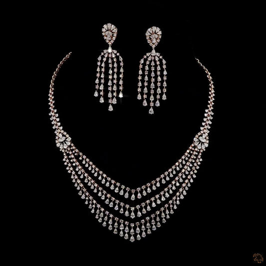 Diamond Necklace Set in 18KT White Gold