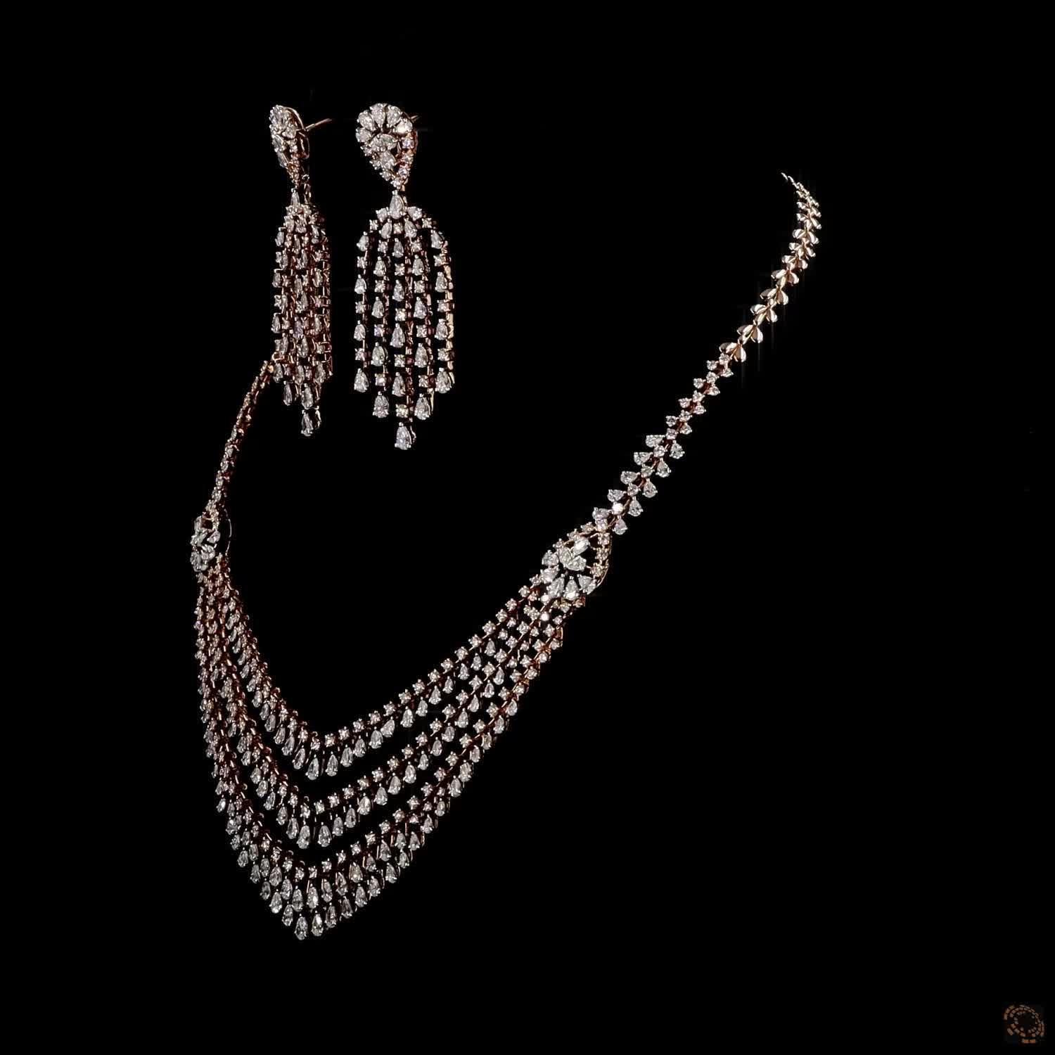 Diamond Necklace Set in 18KT White Gold