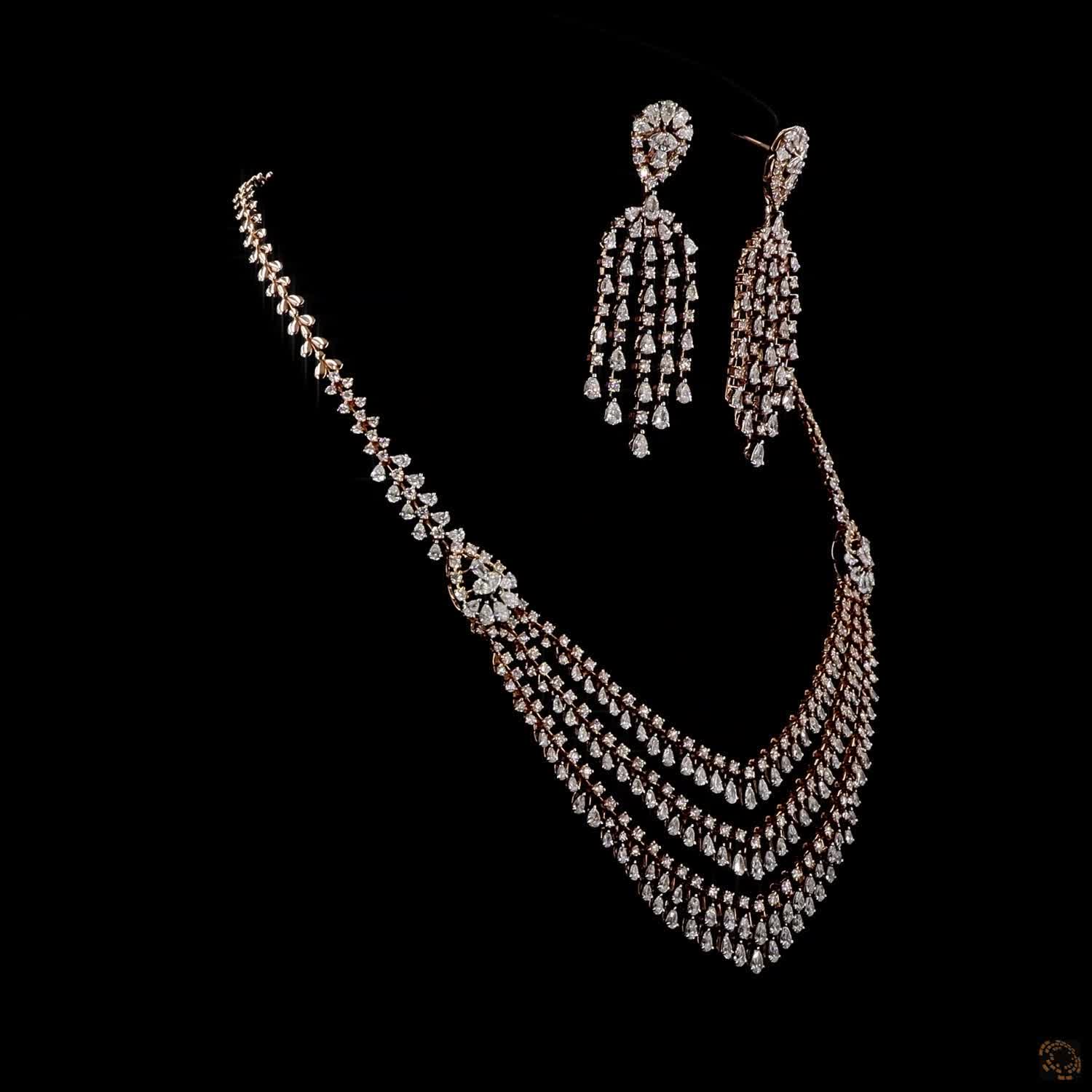 Diamond Necklace Set in 18KT White Gold