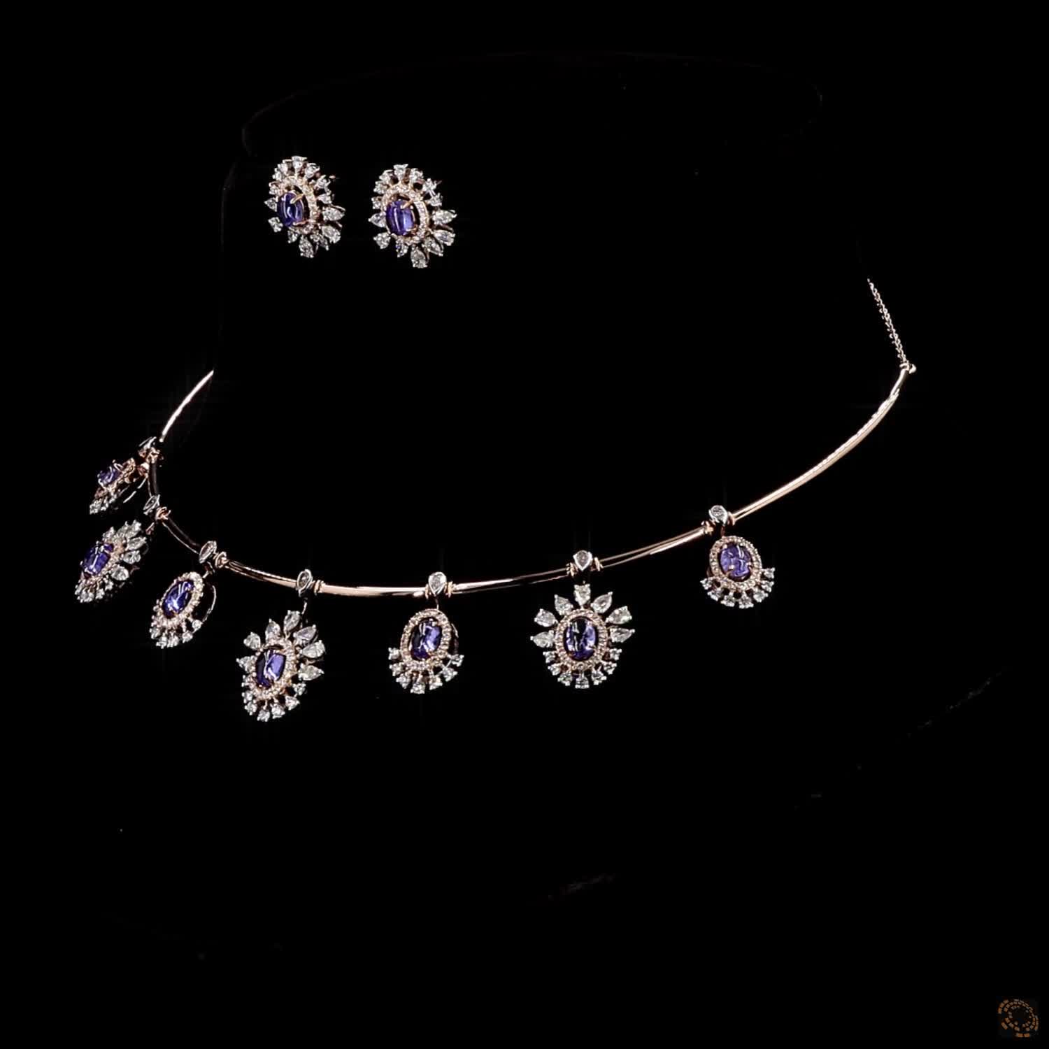 Pink Diamond Necklace Set in 18KT Rose Gold