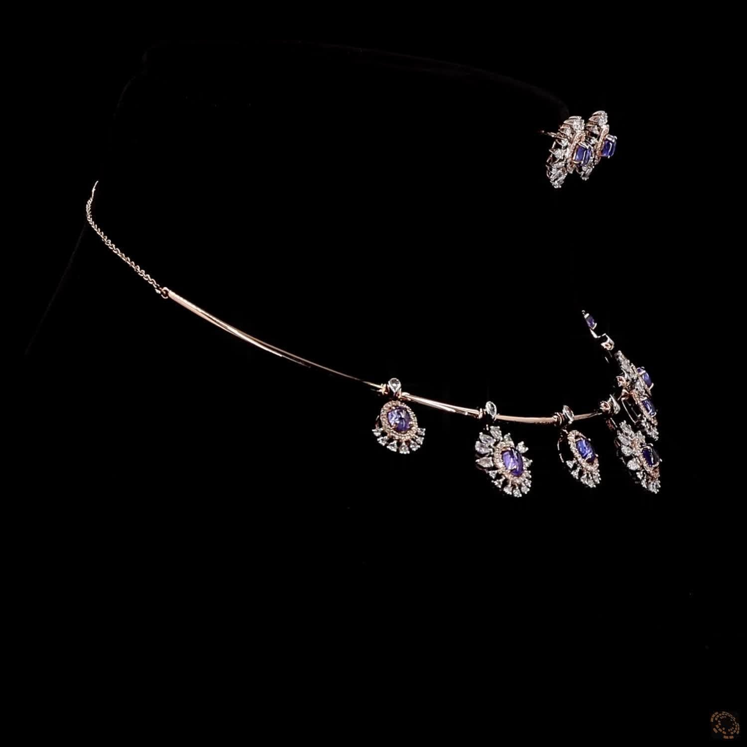 Pink Diamond Necklace Set in 18KT Rose Gold