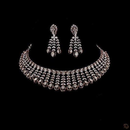 Diamond Necklace Set in 18KT Rose Gold