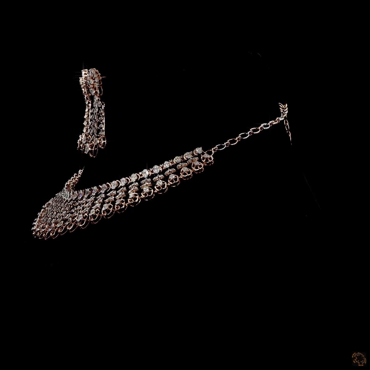 Diamond Necklace Set in 18KT Rose Gold