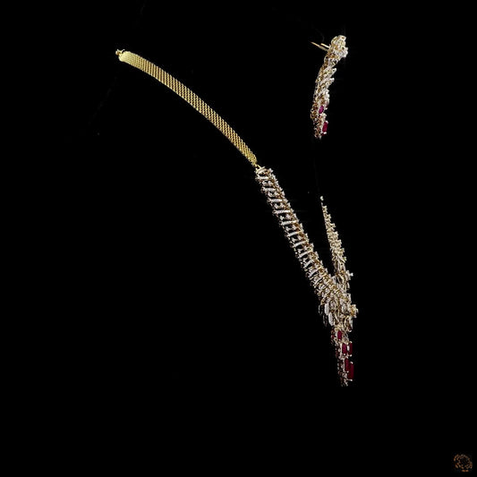 Ruby & Ruby Diamond Necklace Set in 18KT Rose Gold