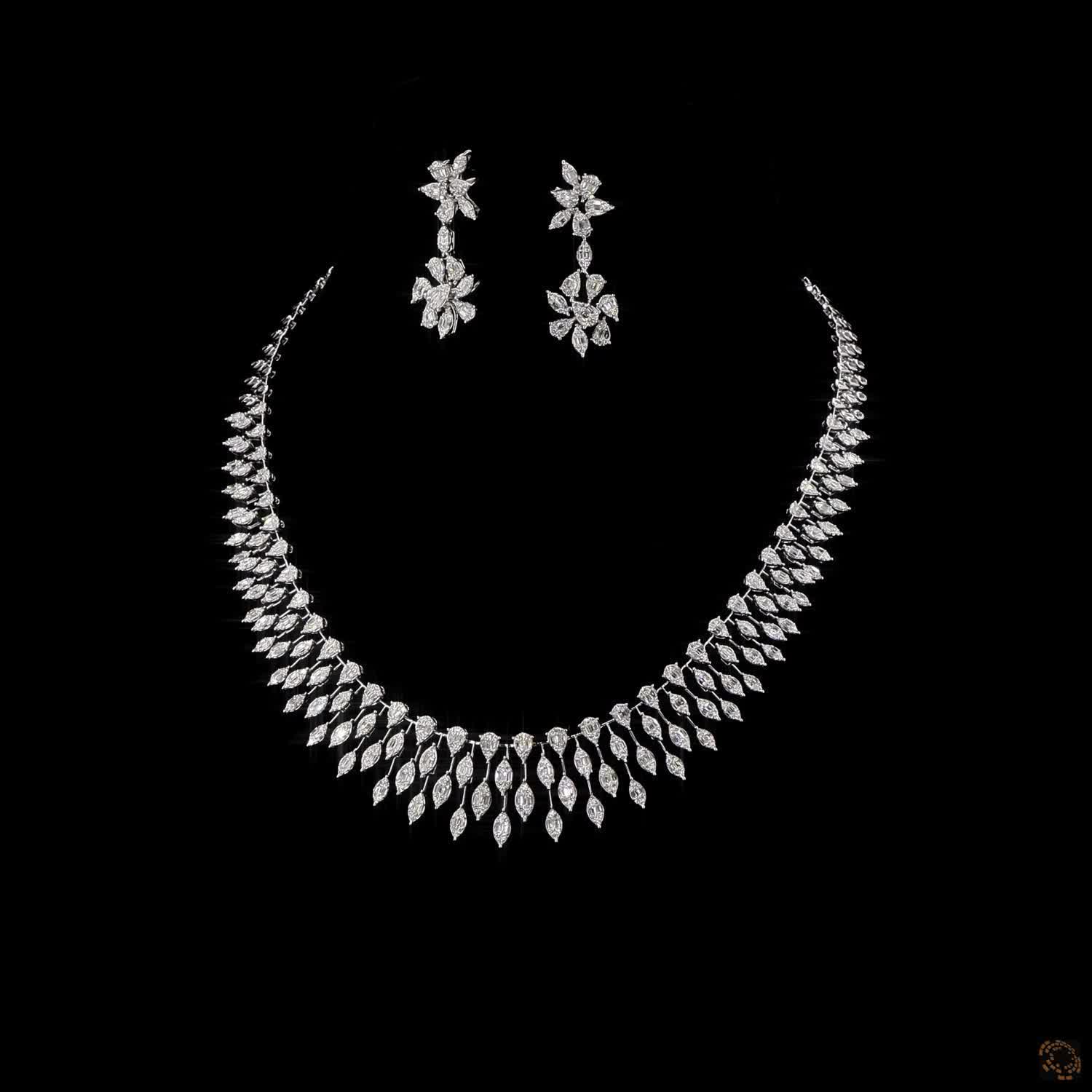 Diamond Necklace Set in 18KT White Gold