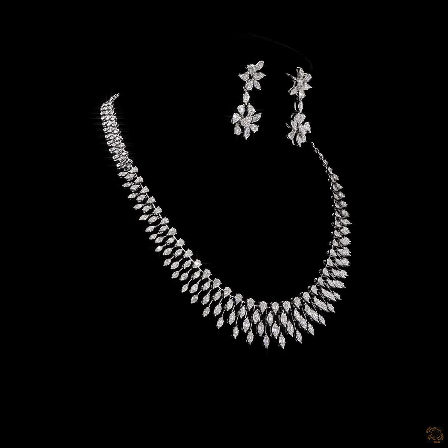 Diamond Necklace Set in 18KT White Gold