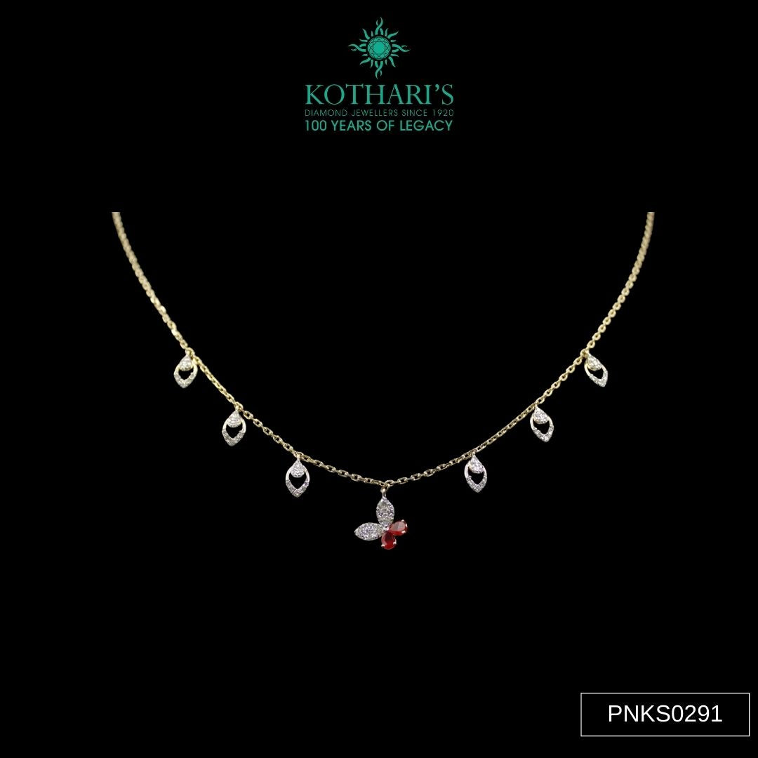 Ruby & Ruby Diamond Necklace Set in 14KT Yellow Gold