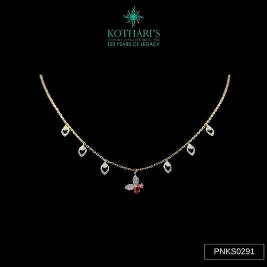 Ruby & Ruby Diamond Necklace Set in 14KT Yellow Gold