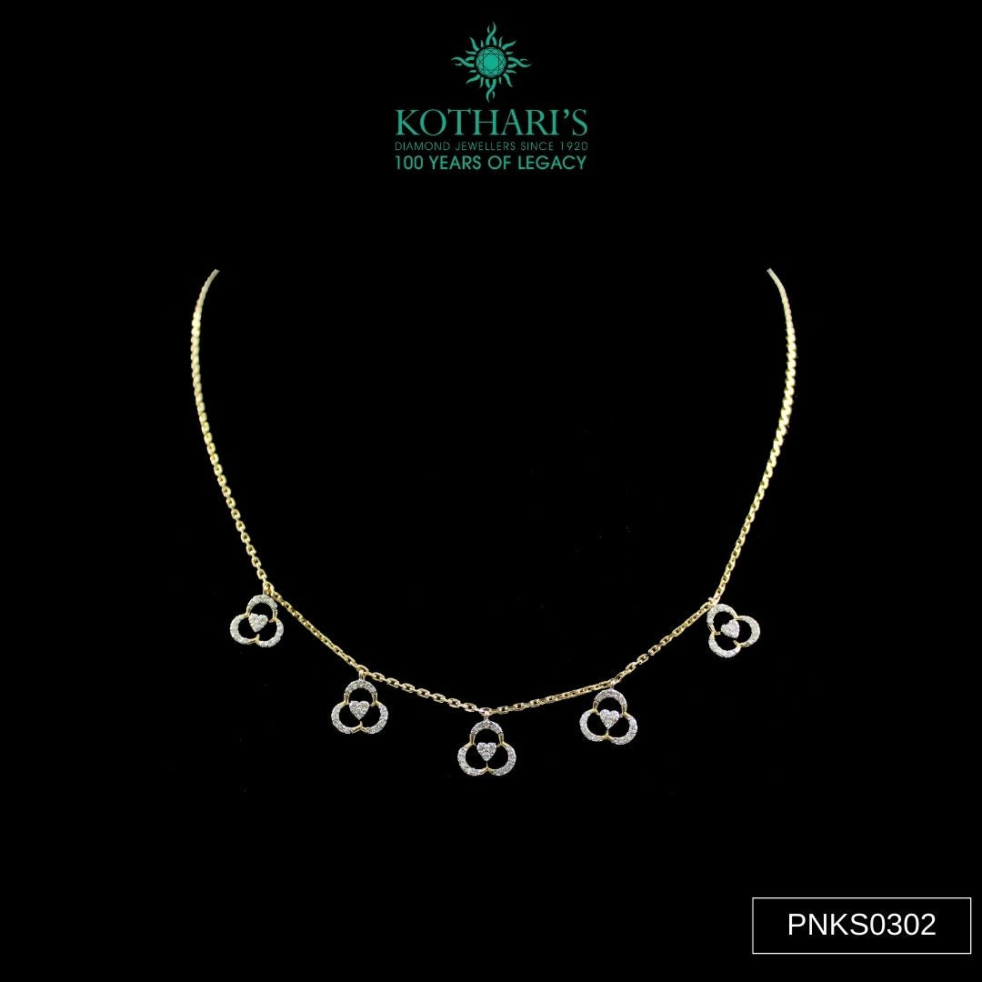 Diamond Necklace Set in 14KT Yellow Gold