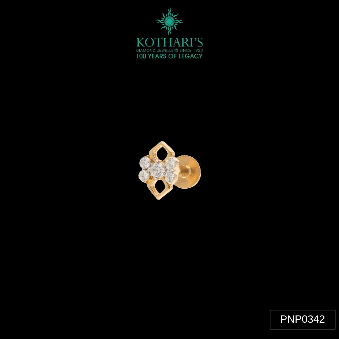 Diamond Nose Pin in 18KT Yellow Gold