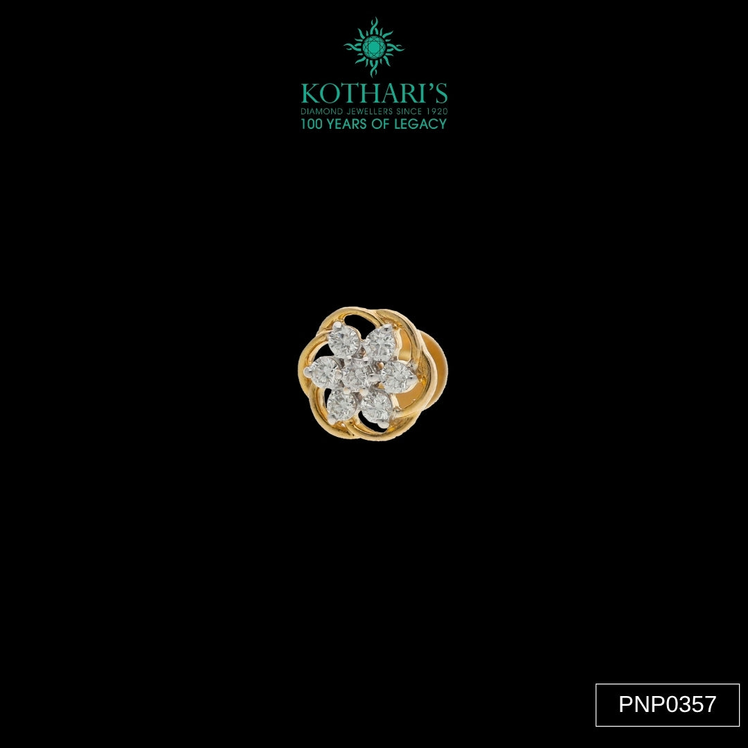 Diamond Nose Pin in 18KT Yellow Gold