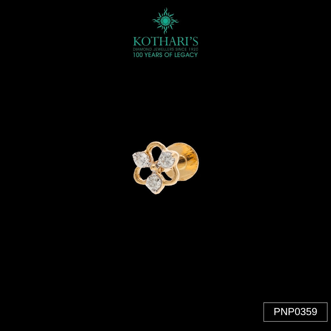 Diamond Nose Pin in 18KT Yellow Gold