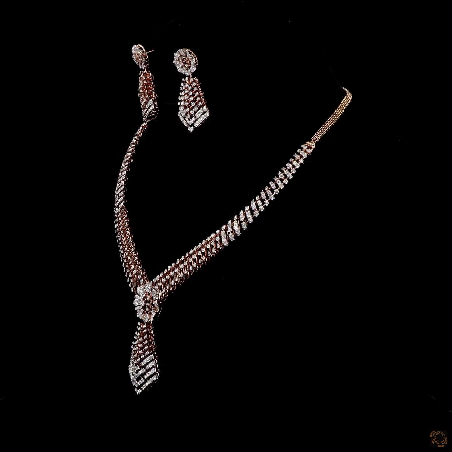 Diamond Necklace Set in 18KT Rose Gold