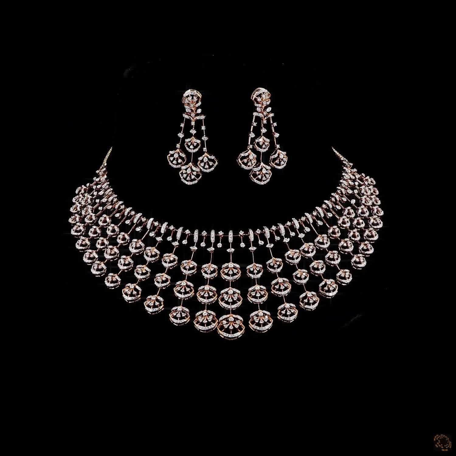 Diamond Necklace Set in 18KT Rose Gold