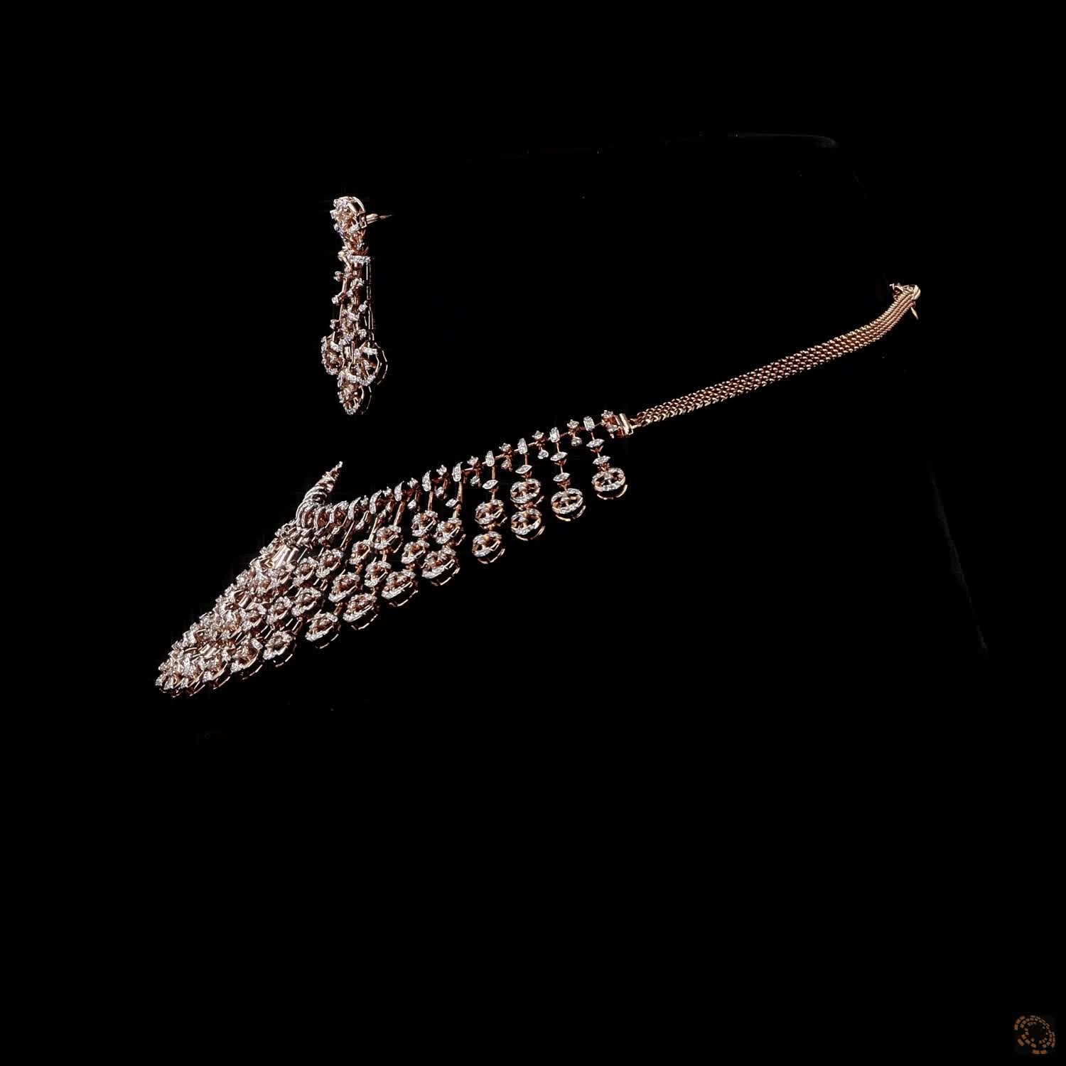 Diamond Necklace Set in 18KT Rose Gold