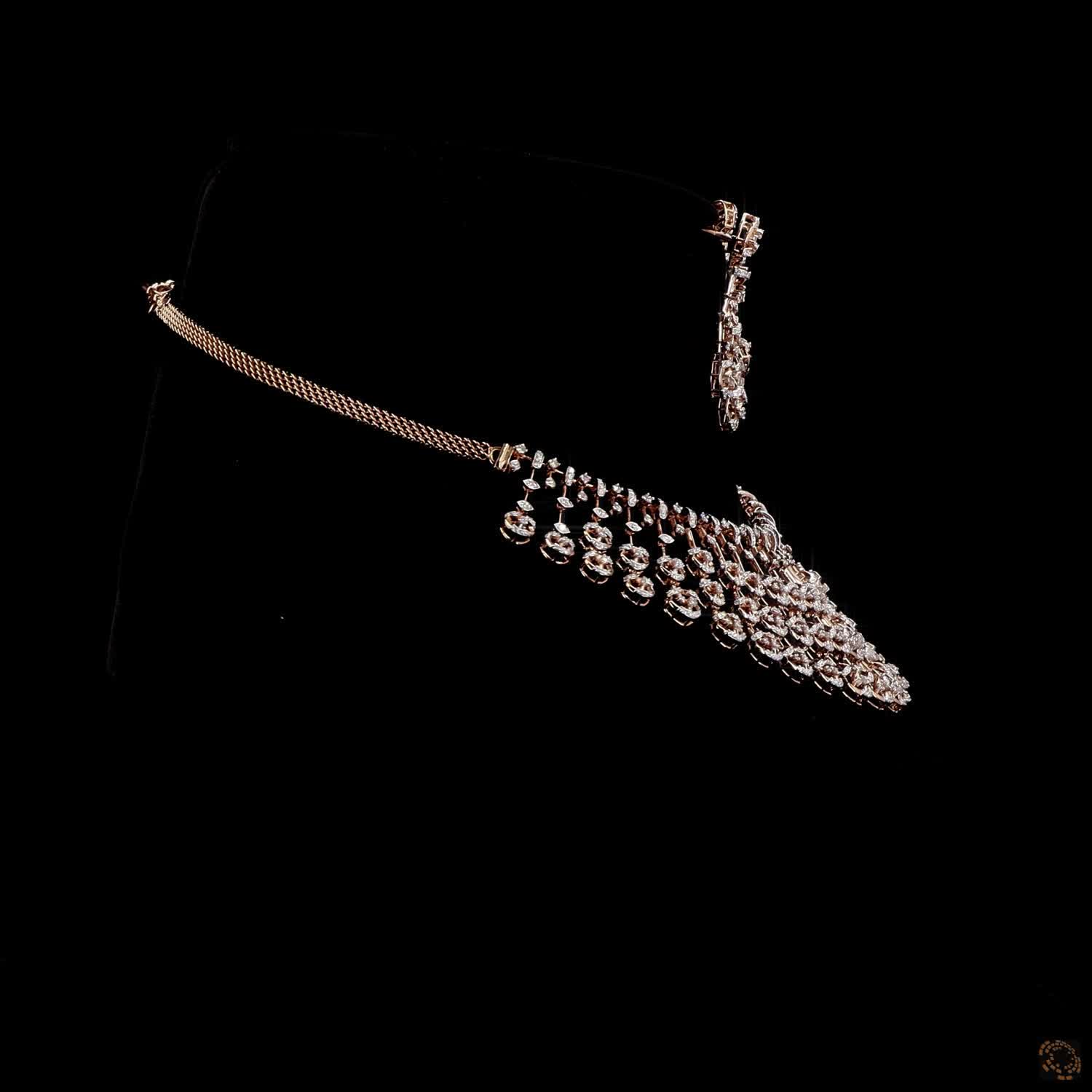 Diamond Necklace Set in 18KT Rose Gold