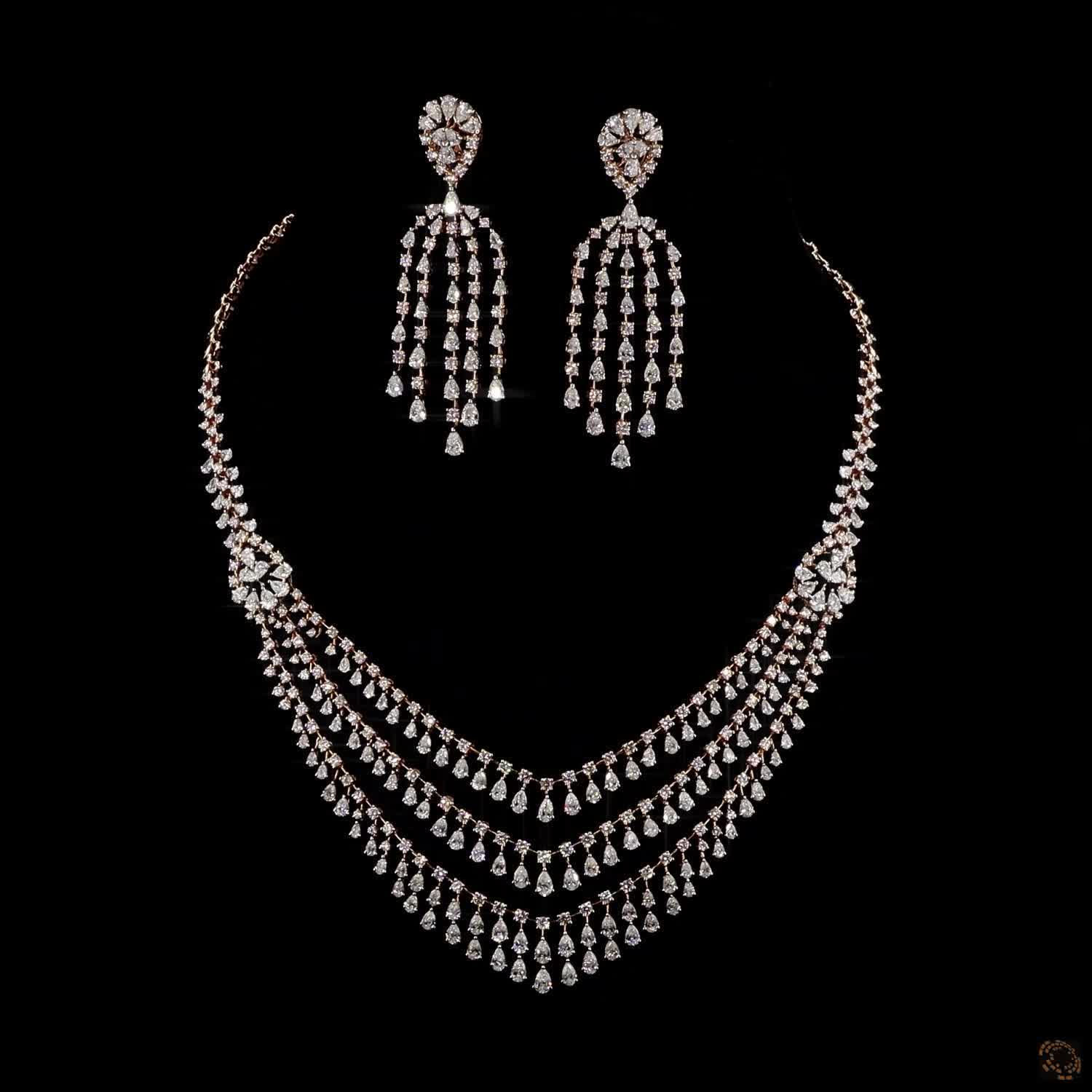 Diamond Necklace Set in 18KT White Gold