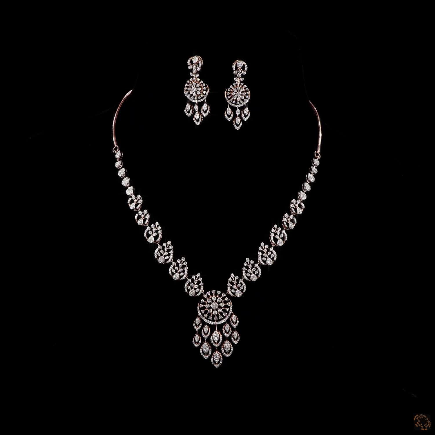 Diamond Necklace Set in 18KT Yellow Gold