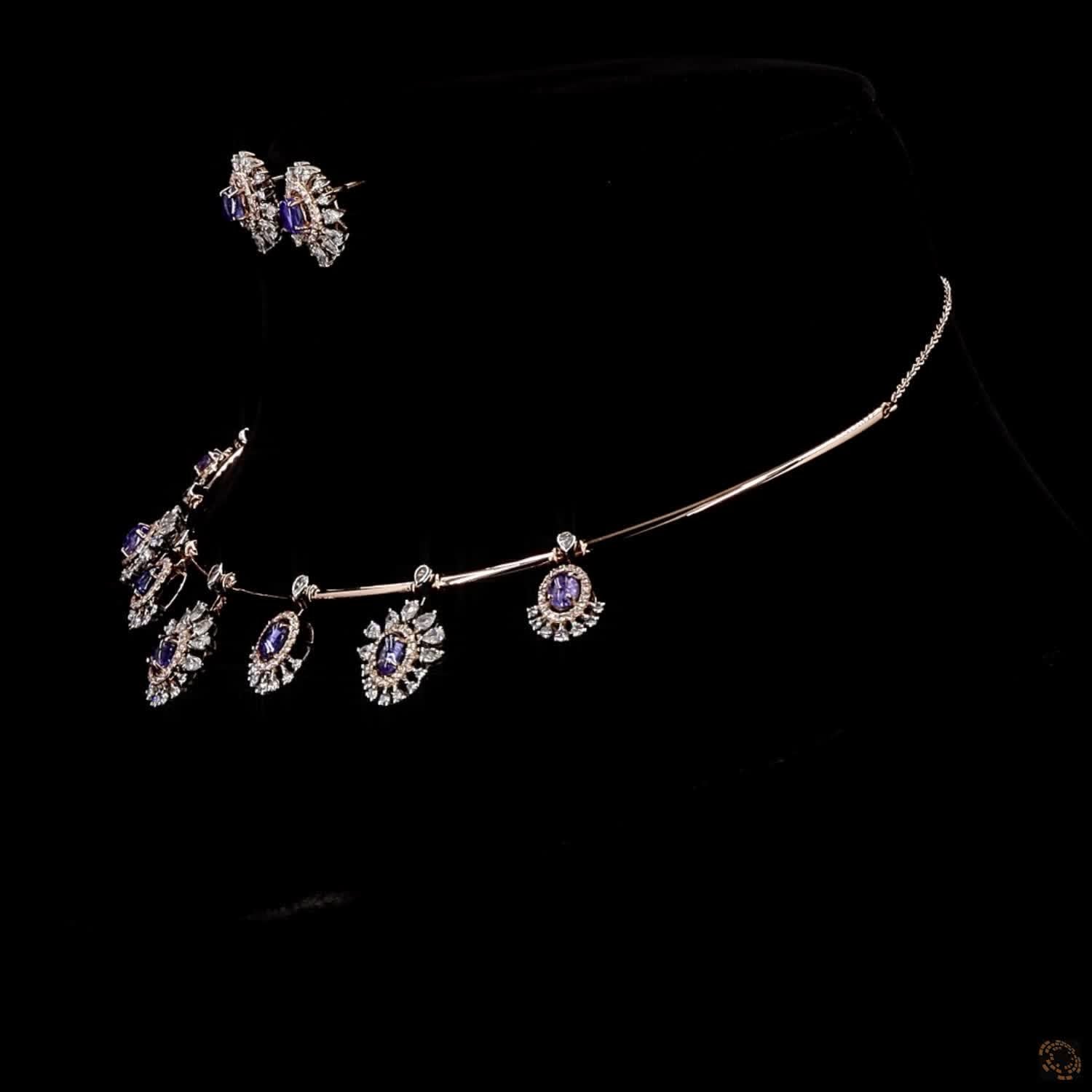 Pink Diamond Necklace Set in 18KT Rose Gold