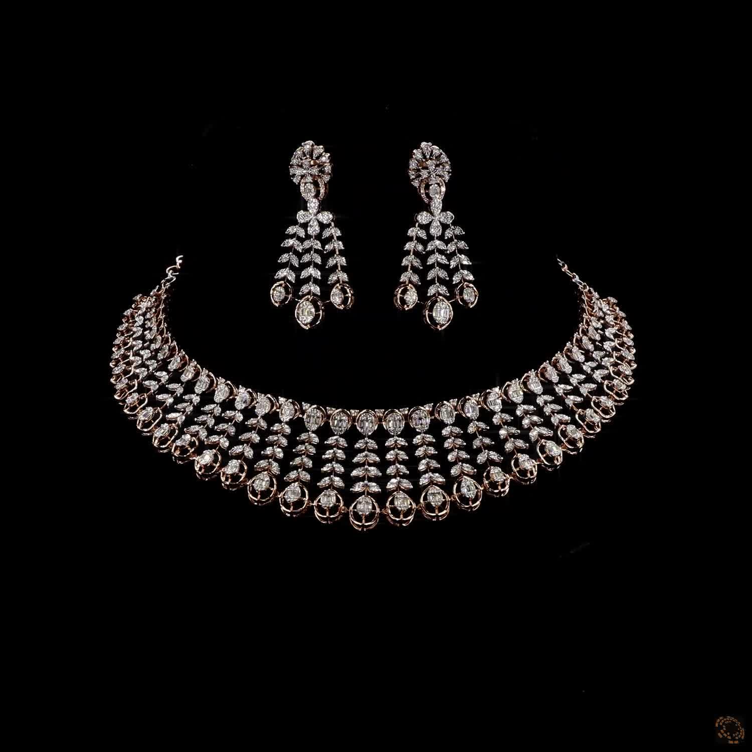 Diamond Necklace Set in 18KT Rose Gold