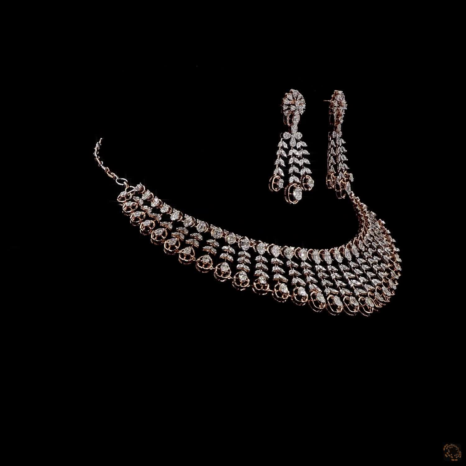 Diamond Necklace Set in 18KT Rose Gold