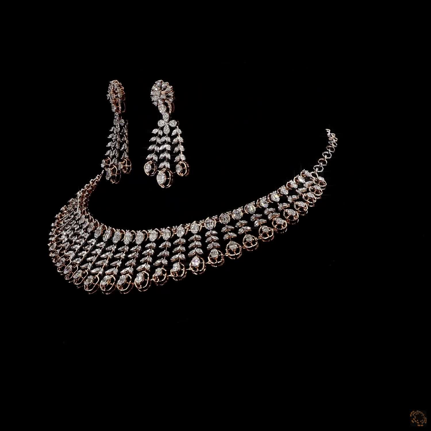 Diamond Necklace Set in 18KT Rose Gold