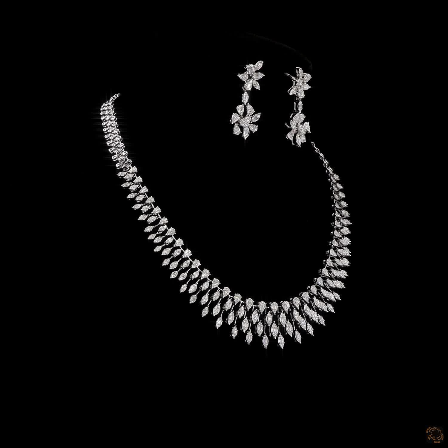 Diamond Necklace Set in 18KT White Gold