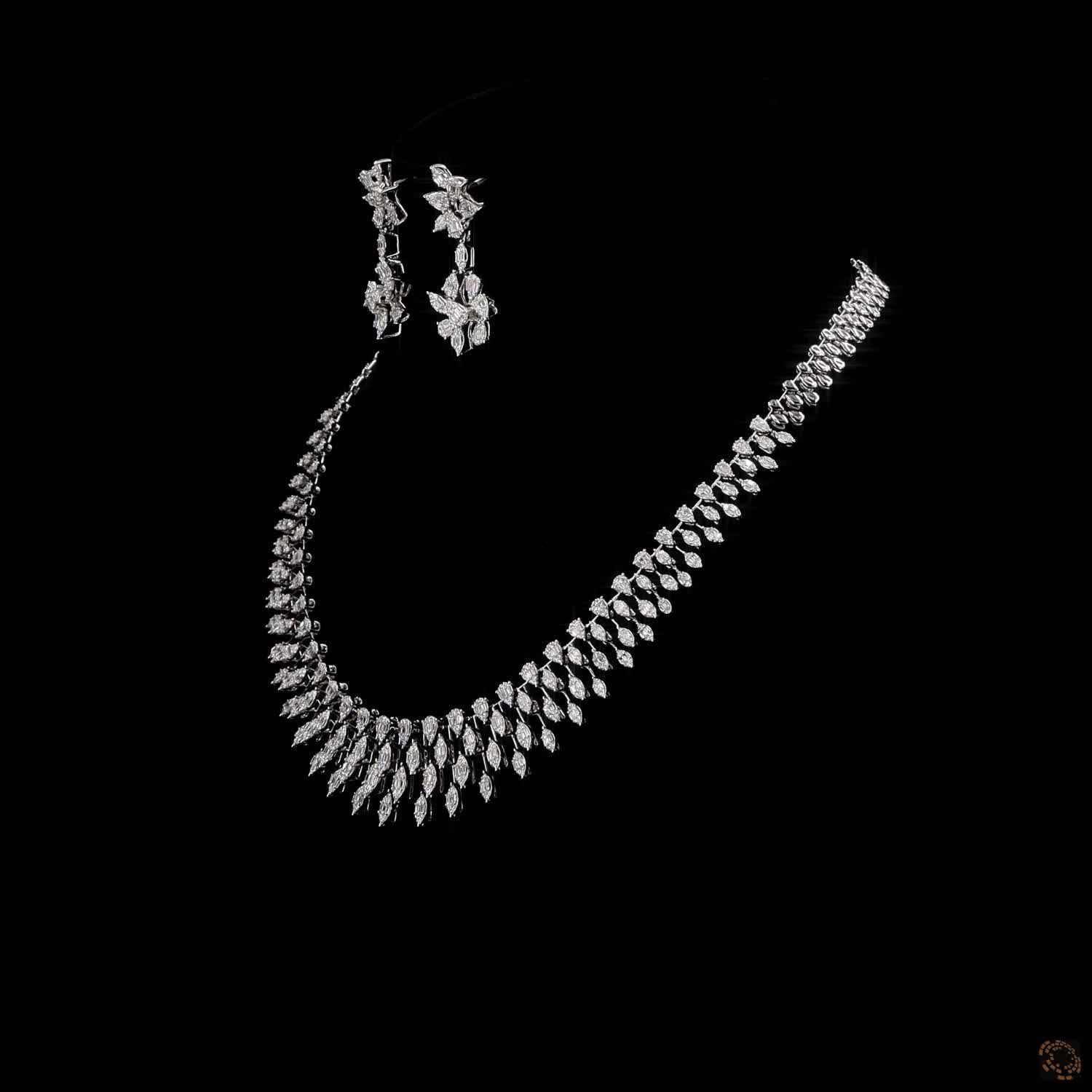 Diamond Necklace Set in 18KT White Gold
