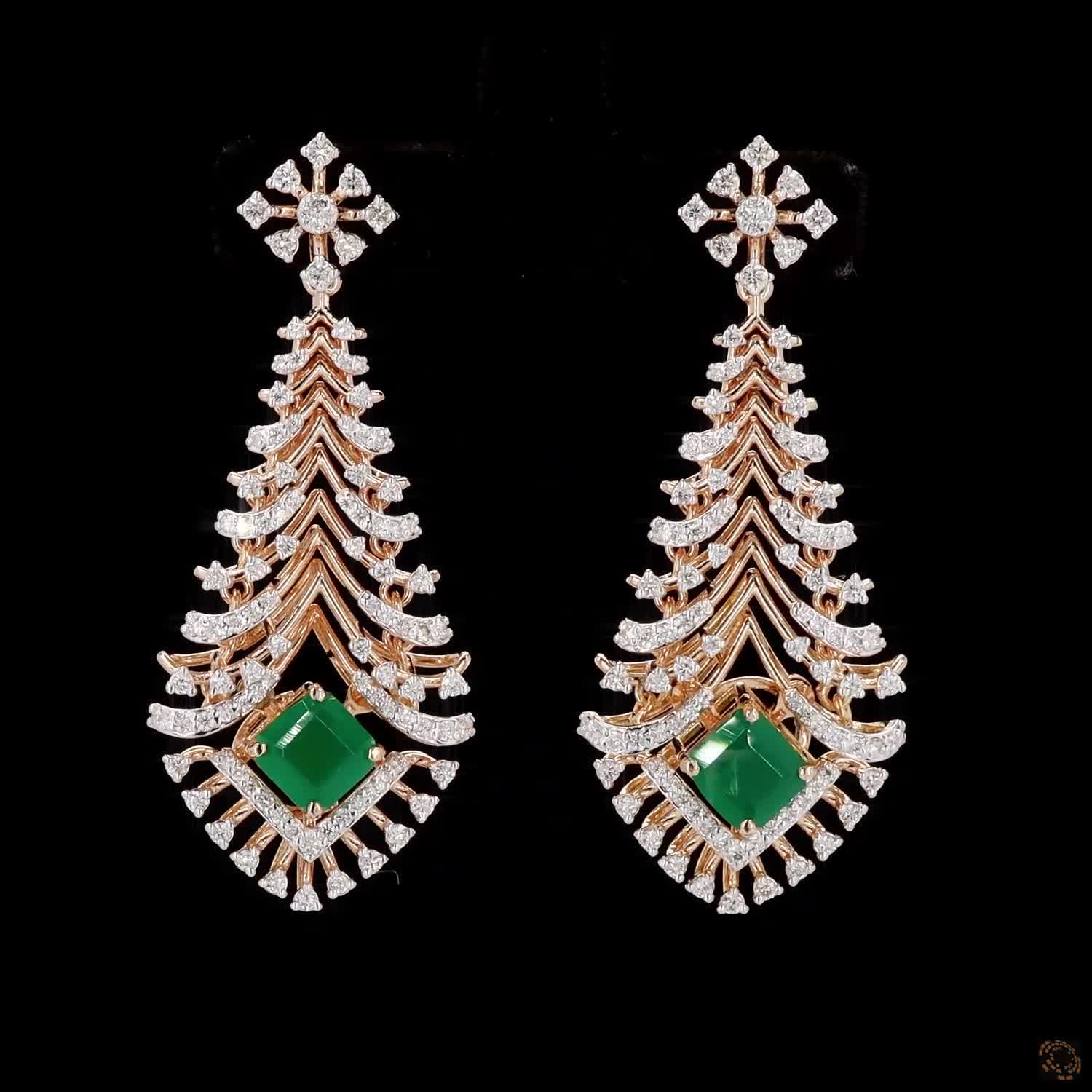 Emerald & Ruby Diamond Necklace Set in 18KT Rose Gold