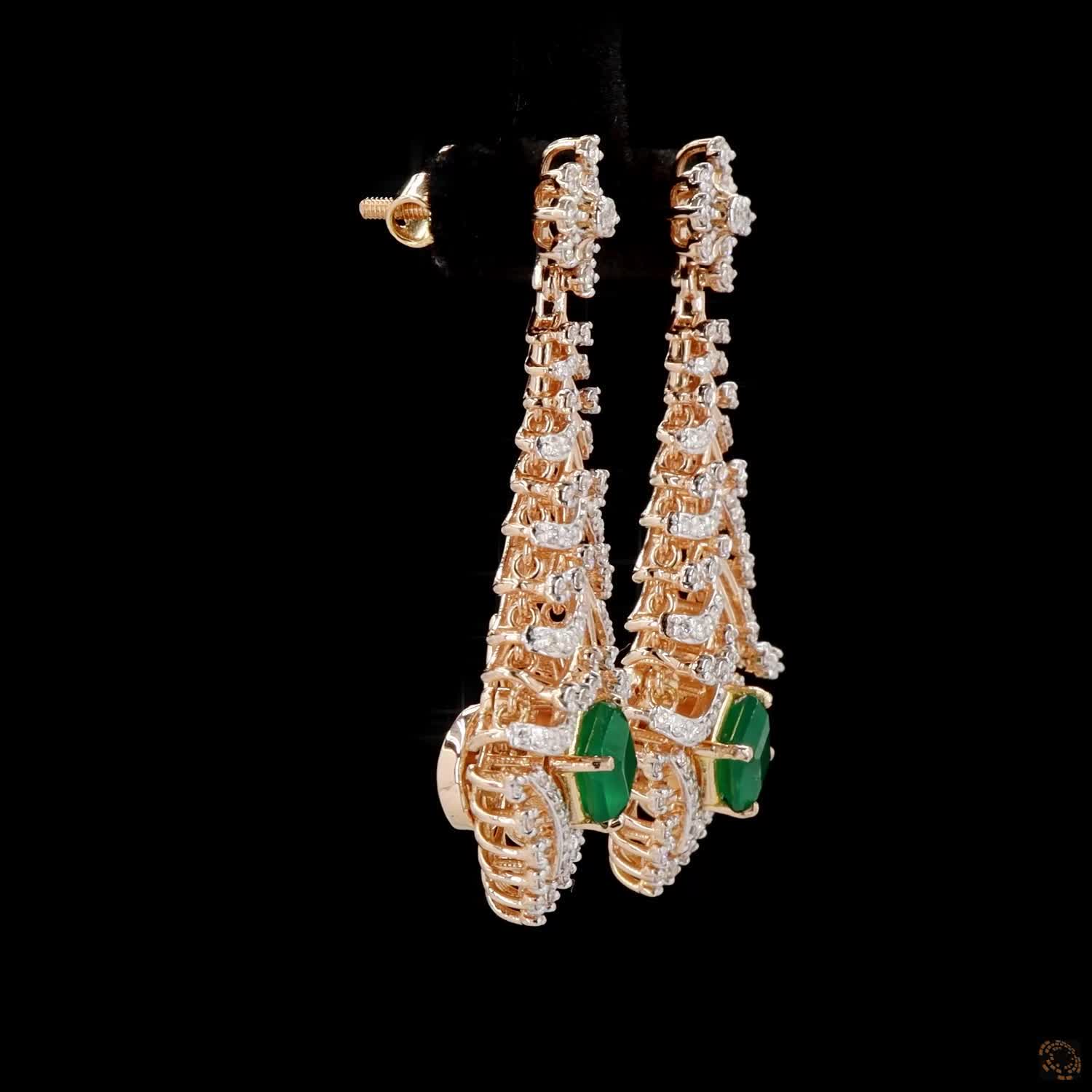 Emerald & Ruby Diamond Necklace Set in 18KT Rose Gold