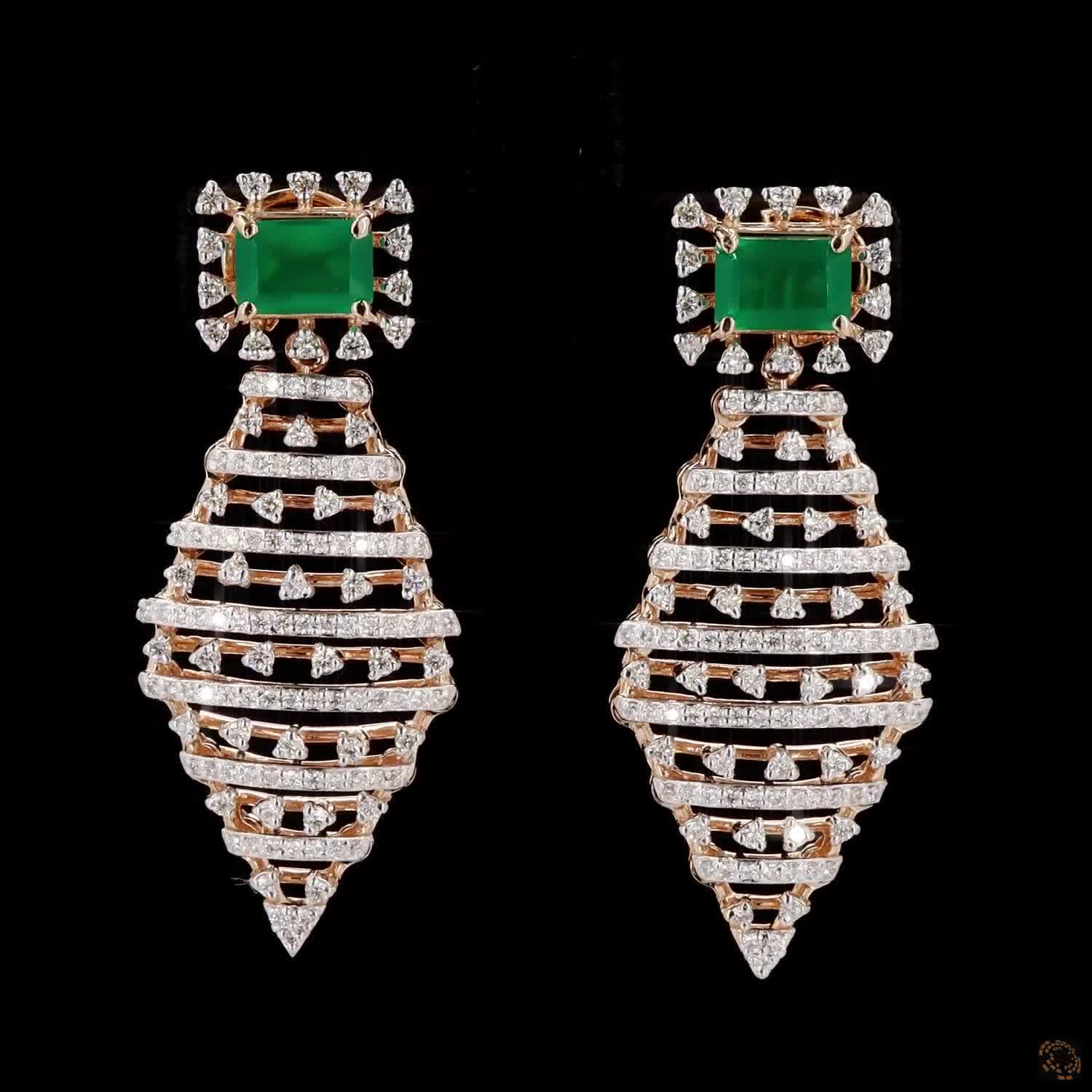 Emerald & Ruby Diamond Necklace Set in 18KT Rose Gold