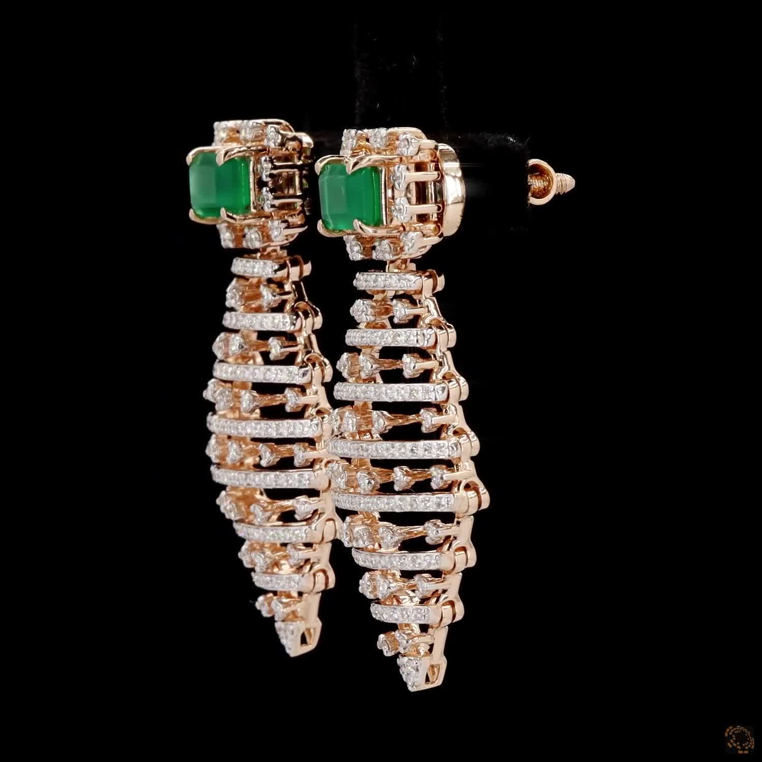 Emerald & Ruby Diamond Necklace Set in 18KT Rose Gold