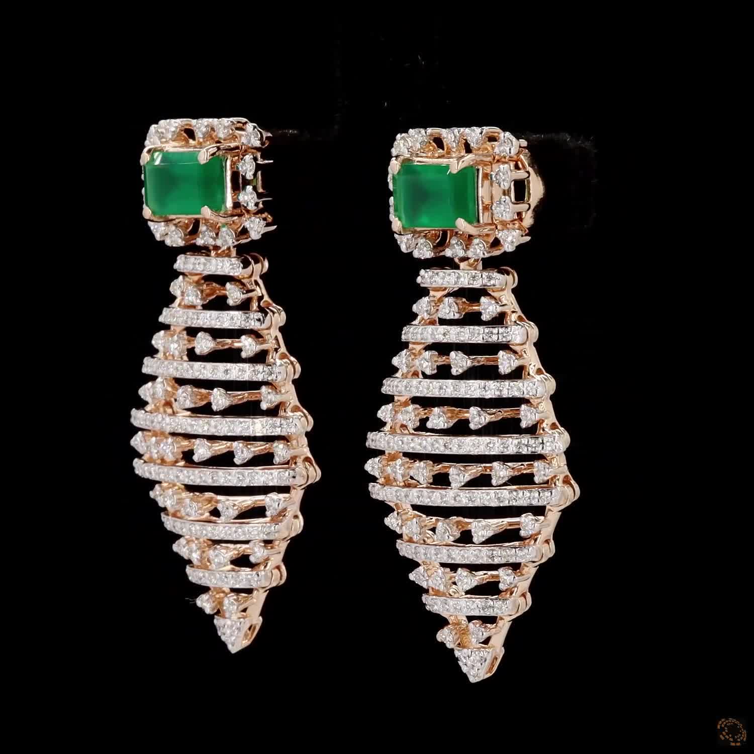 Emerald & Ruby Diamond Necklace Set in 18KT Rose Gold