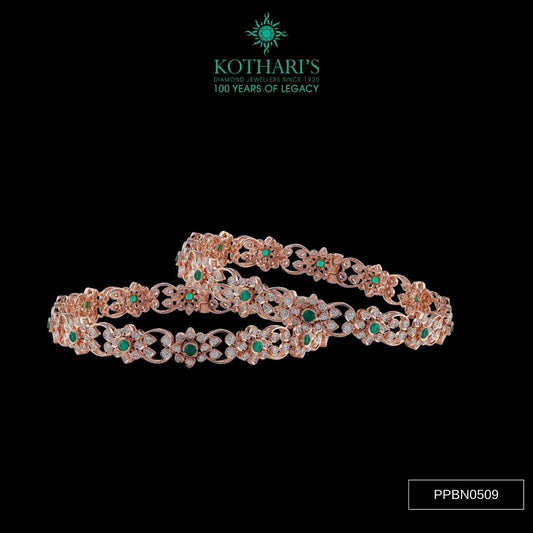 Emerald Diamond Bangles in 18KT Rose Gold