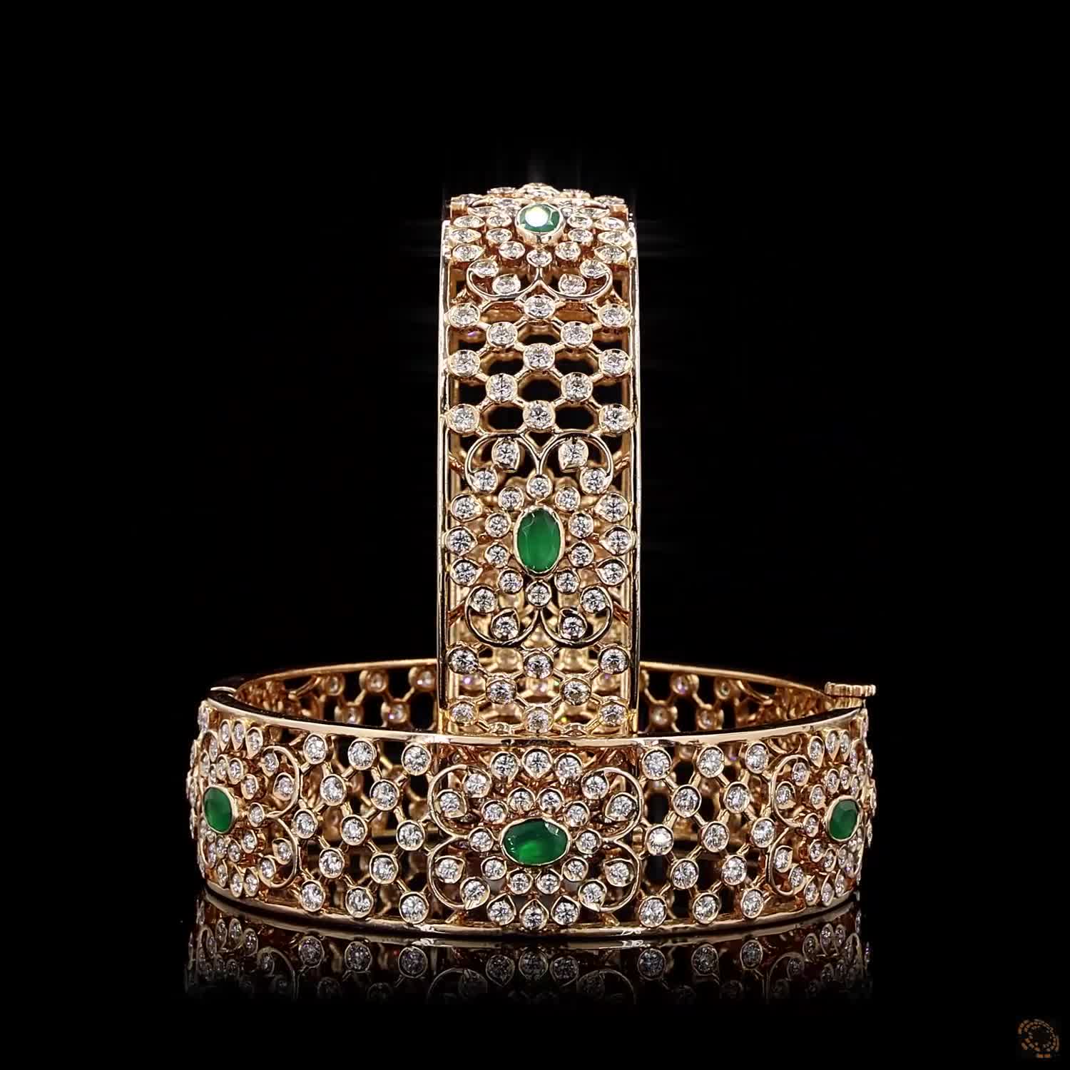 Emerald Diamond Bangles in 18KT Rose Gold