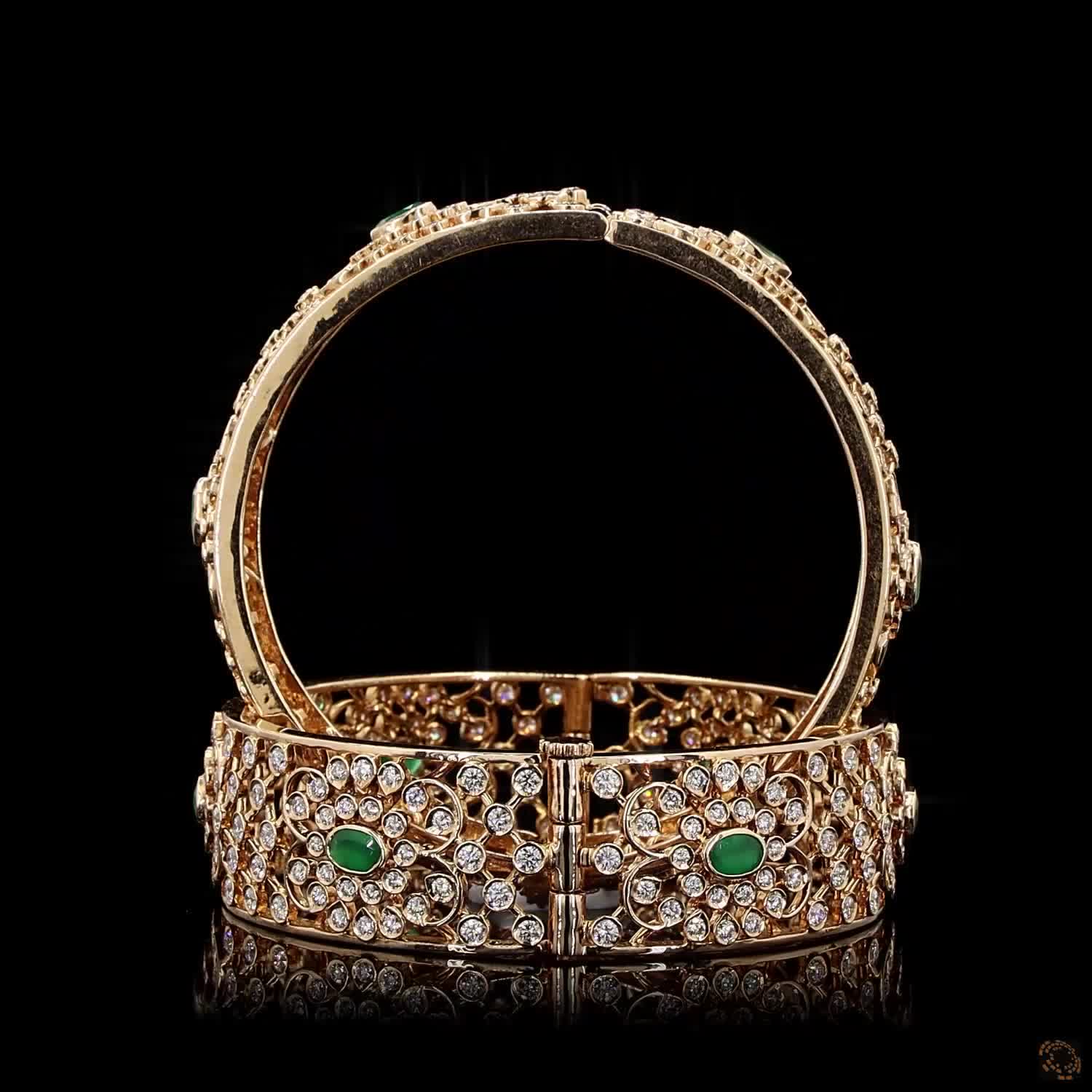 Emerald Diamond Bangles in 18KT Rose Gold