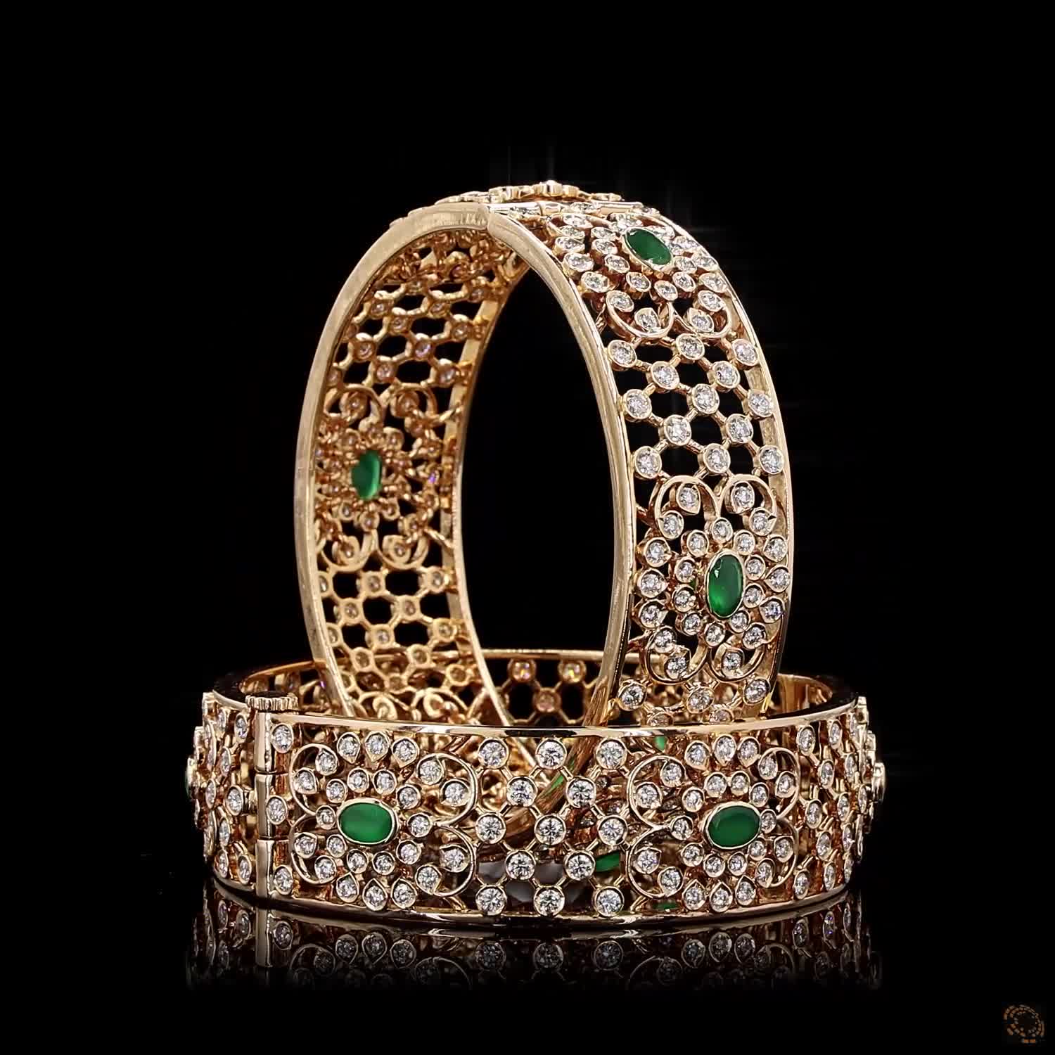Emerald Diamond Bangles in 18KT Rose Gold