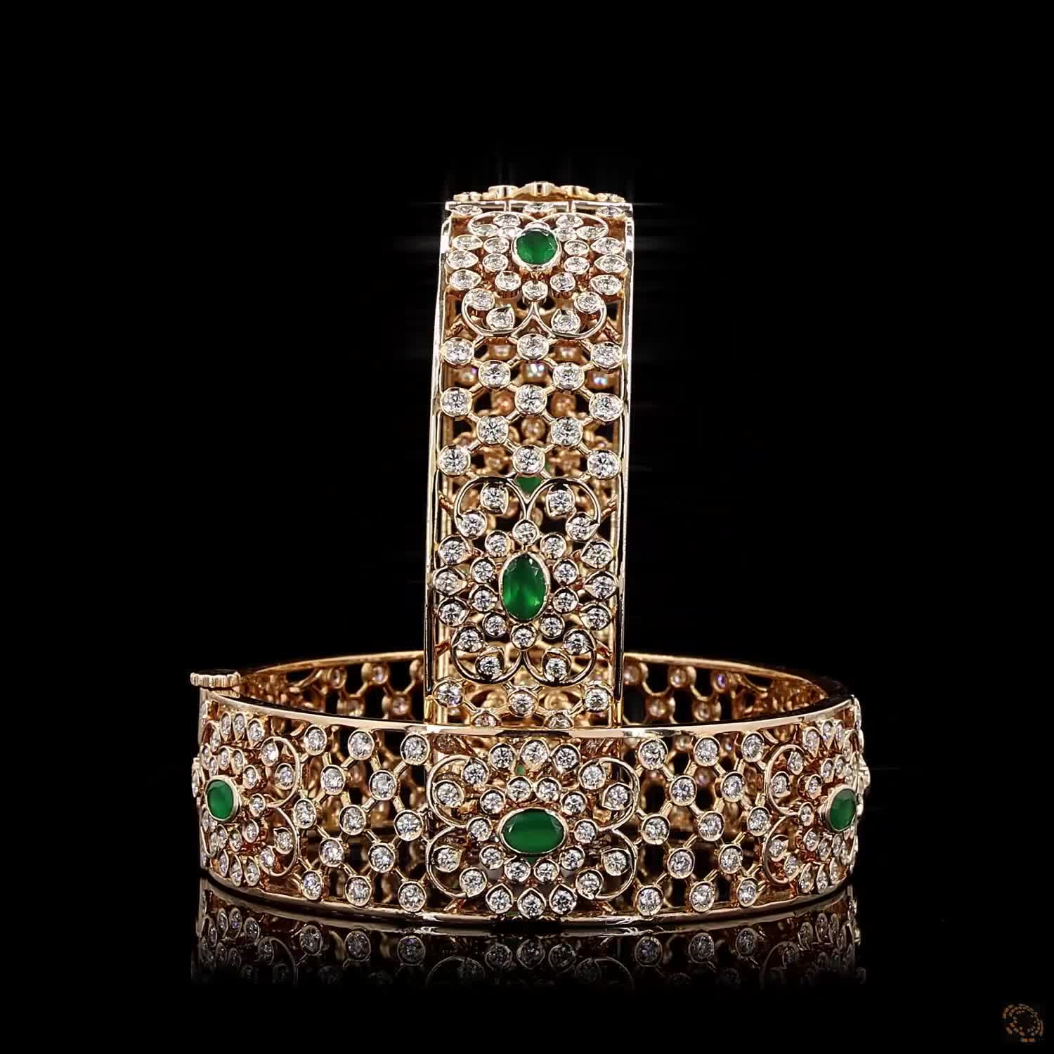 Emerald Diamond Bangles in 18KT Rose Gold