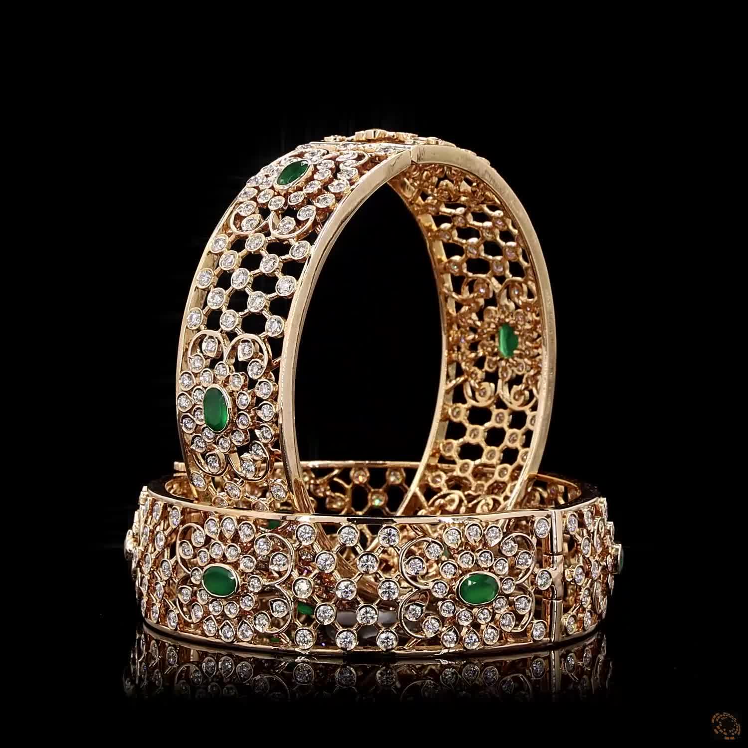 Emerald Diamond Bangles in 18KT Rose Gold
