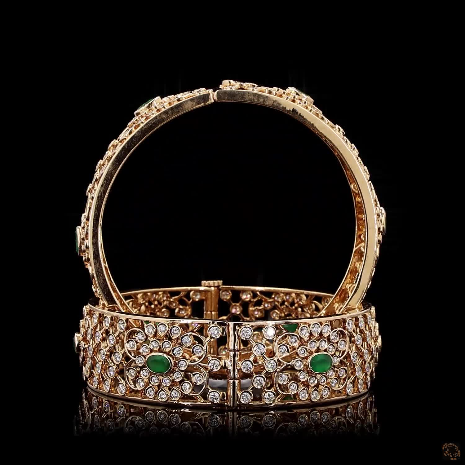 Emerald Diamond Bangles in 18KT Rose Gold