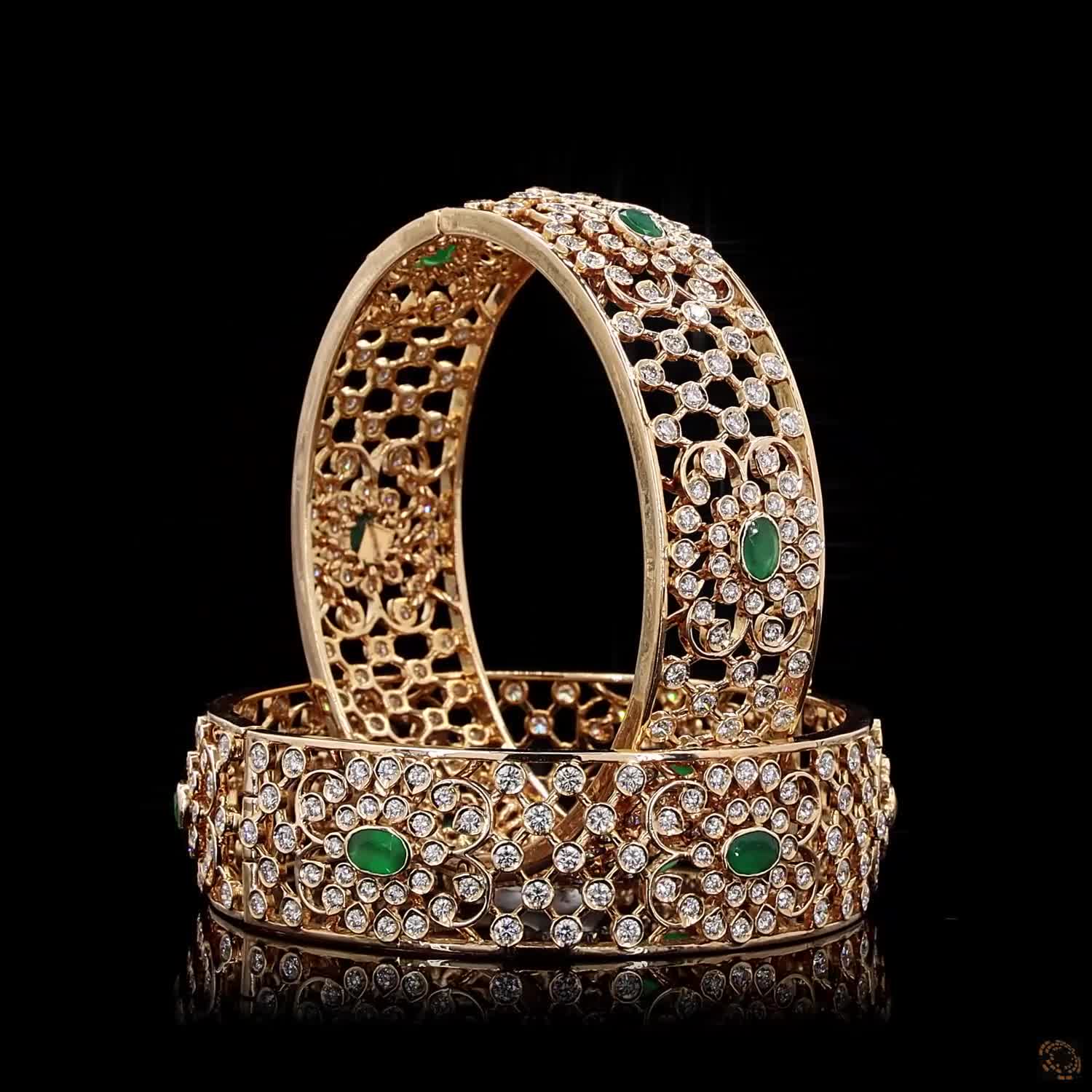 Emerald Diamond Bangles in 18KT Rose Gold