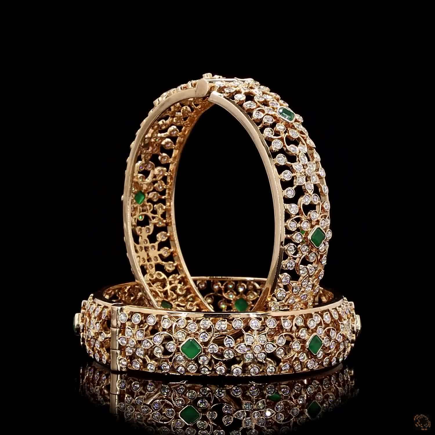 Emerald Diamond Bangles in 18KT Rose Gold