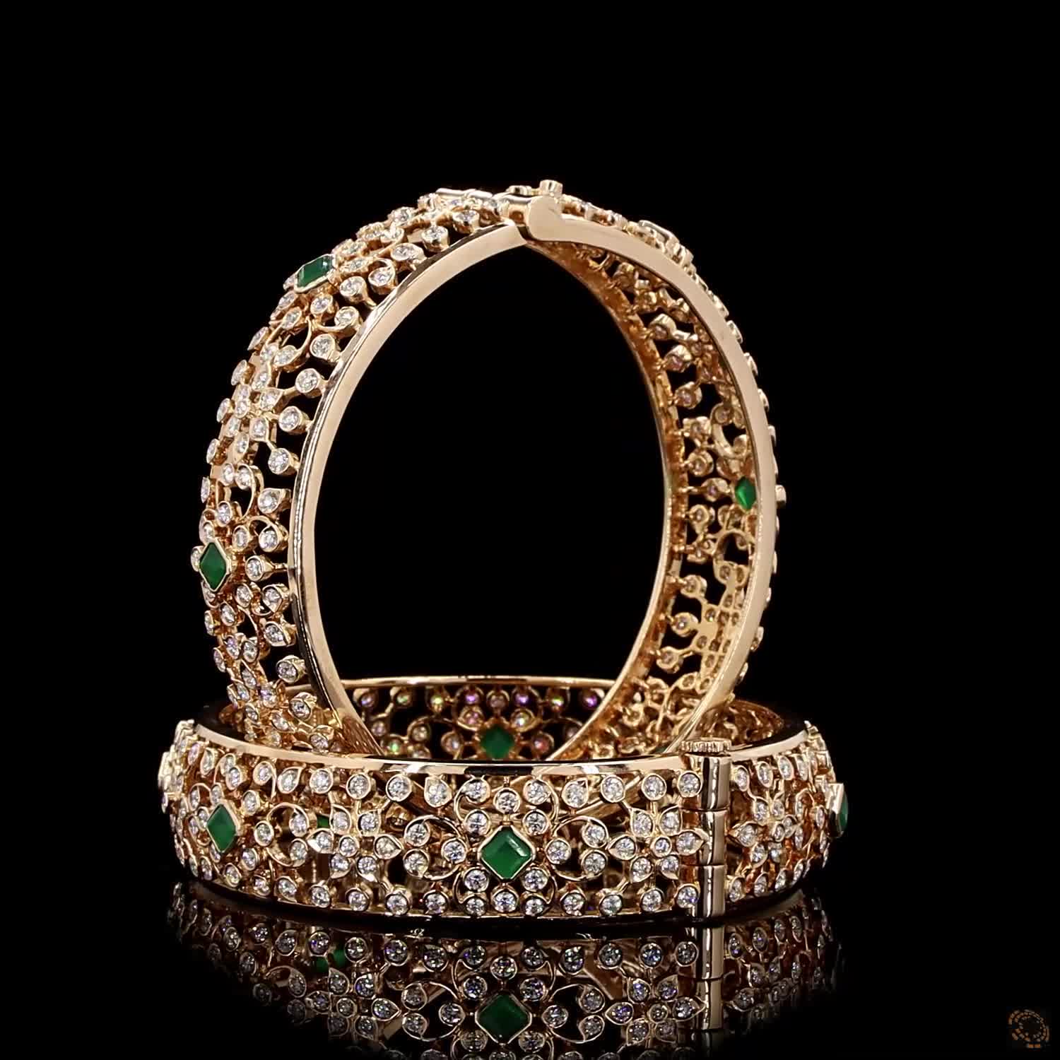 Emerald Diamond Bangles in 18KT Rose Gold