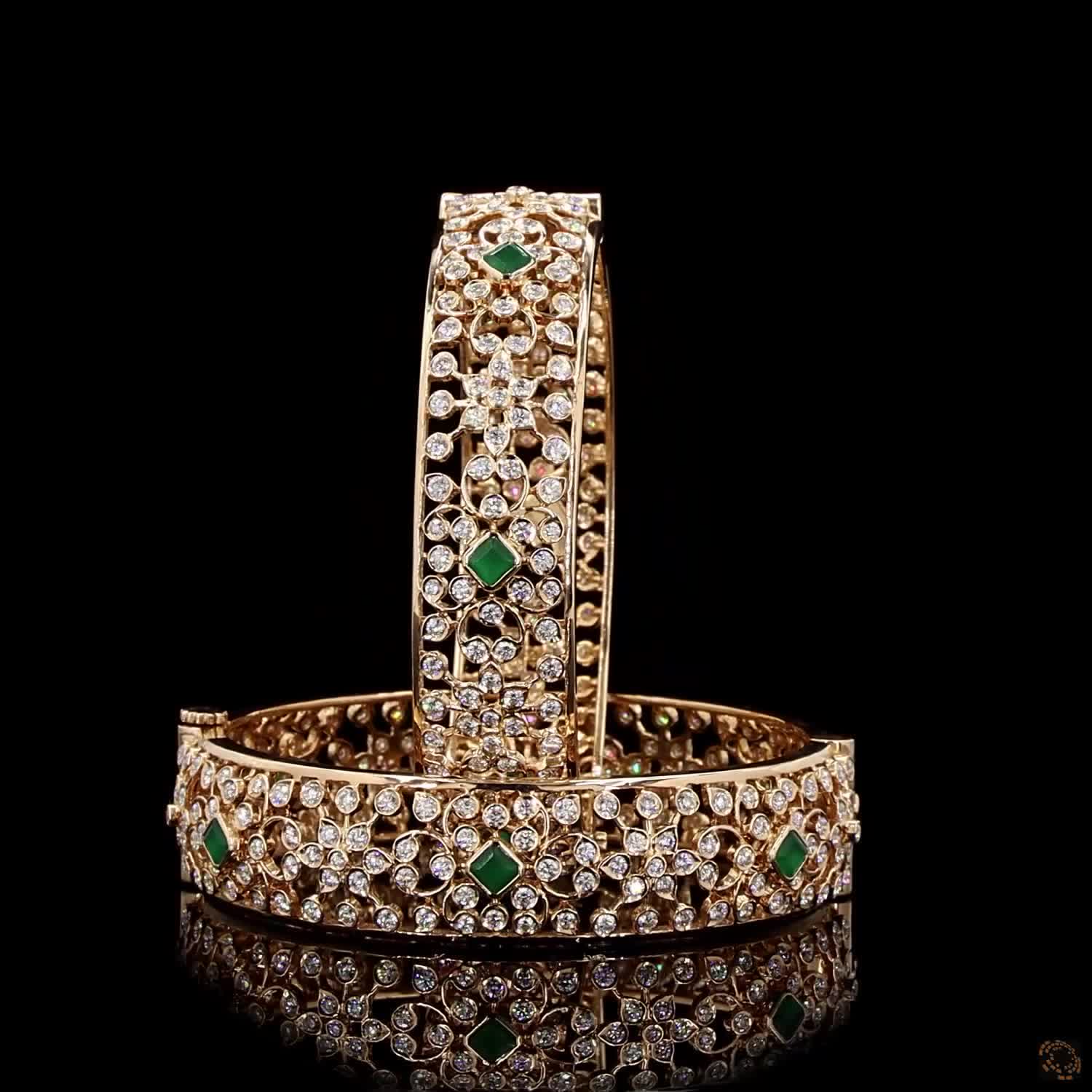 Emerald Diamond Bangles in 18KT Rose Gold
