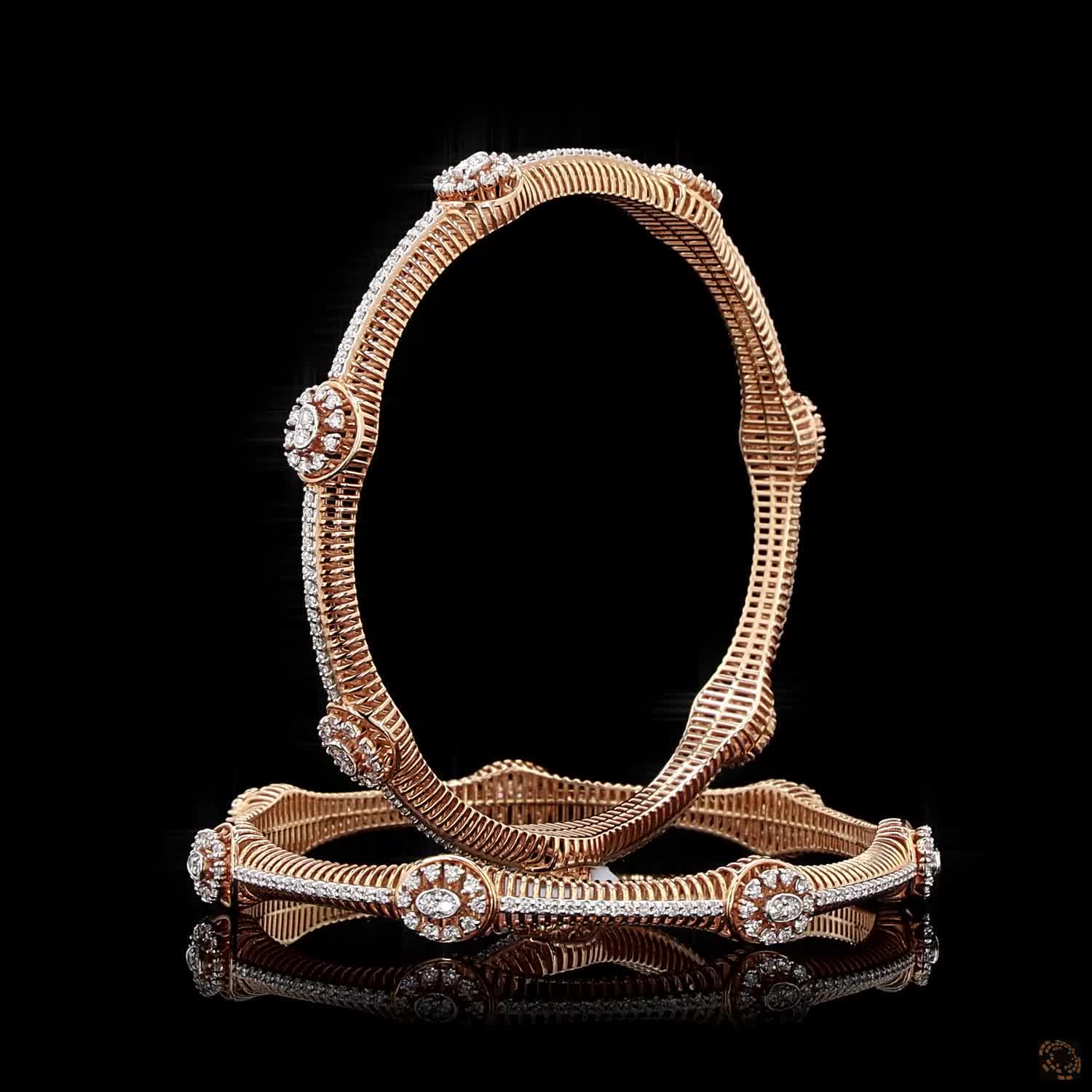 Diamond Bangles in 18KT Rose Gold