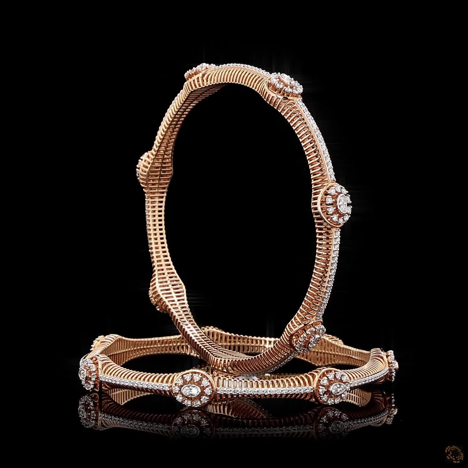Diamond Bangles in 18KT Rose Gold
