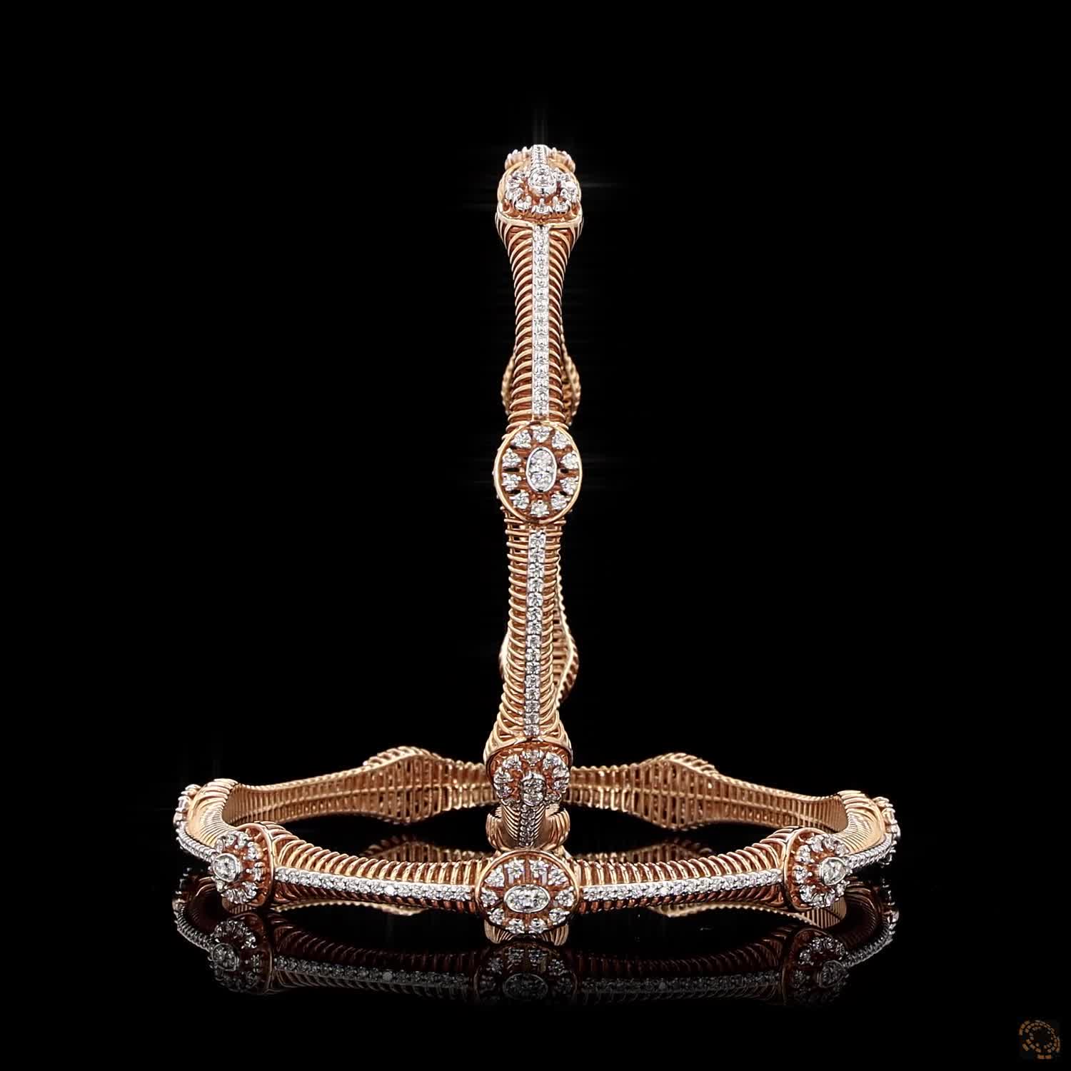 Diamond Bangles in 18KT Rose Gold