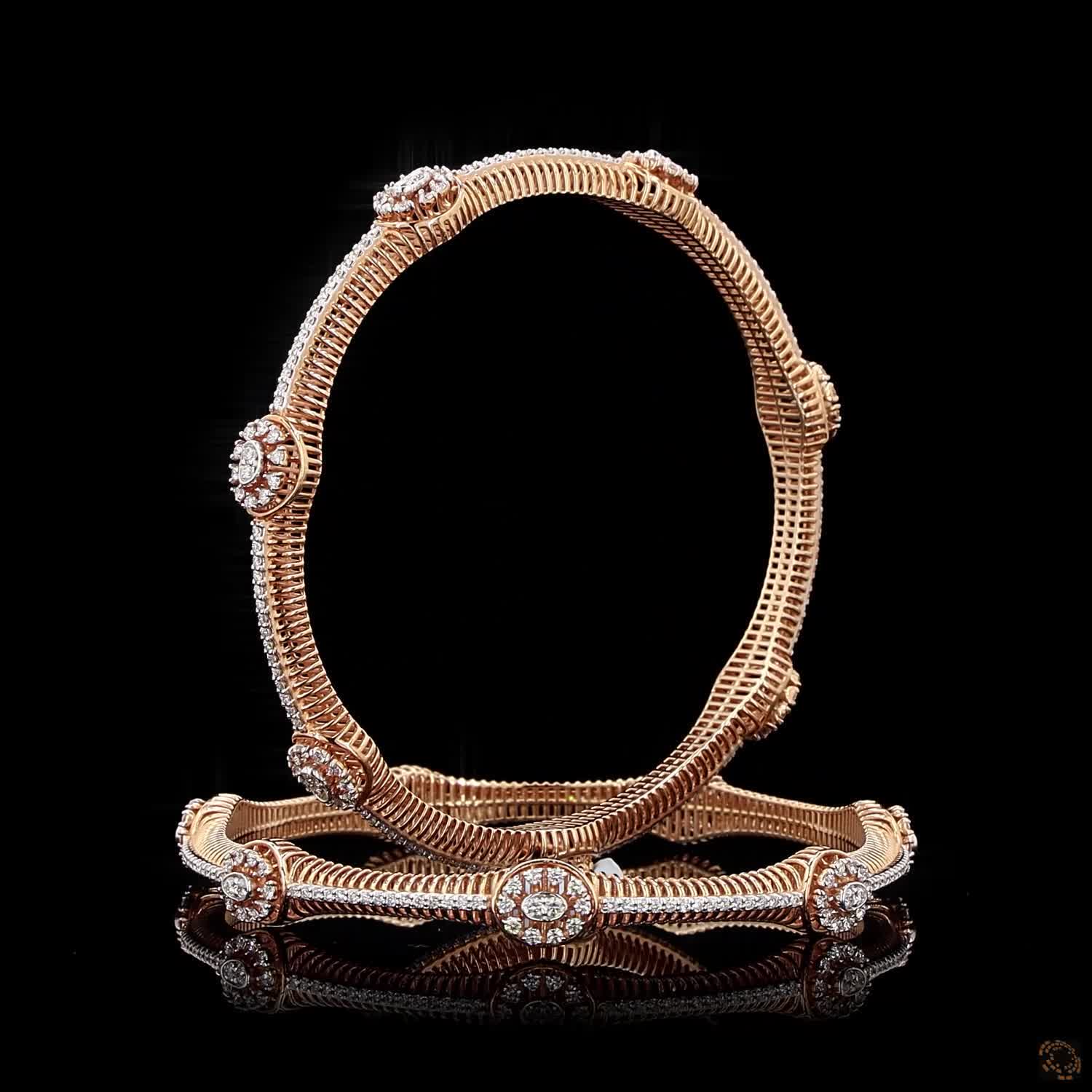 Diamond Bangles in 18KT Rose Gold
