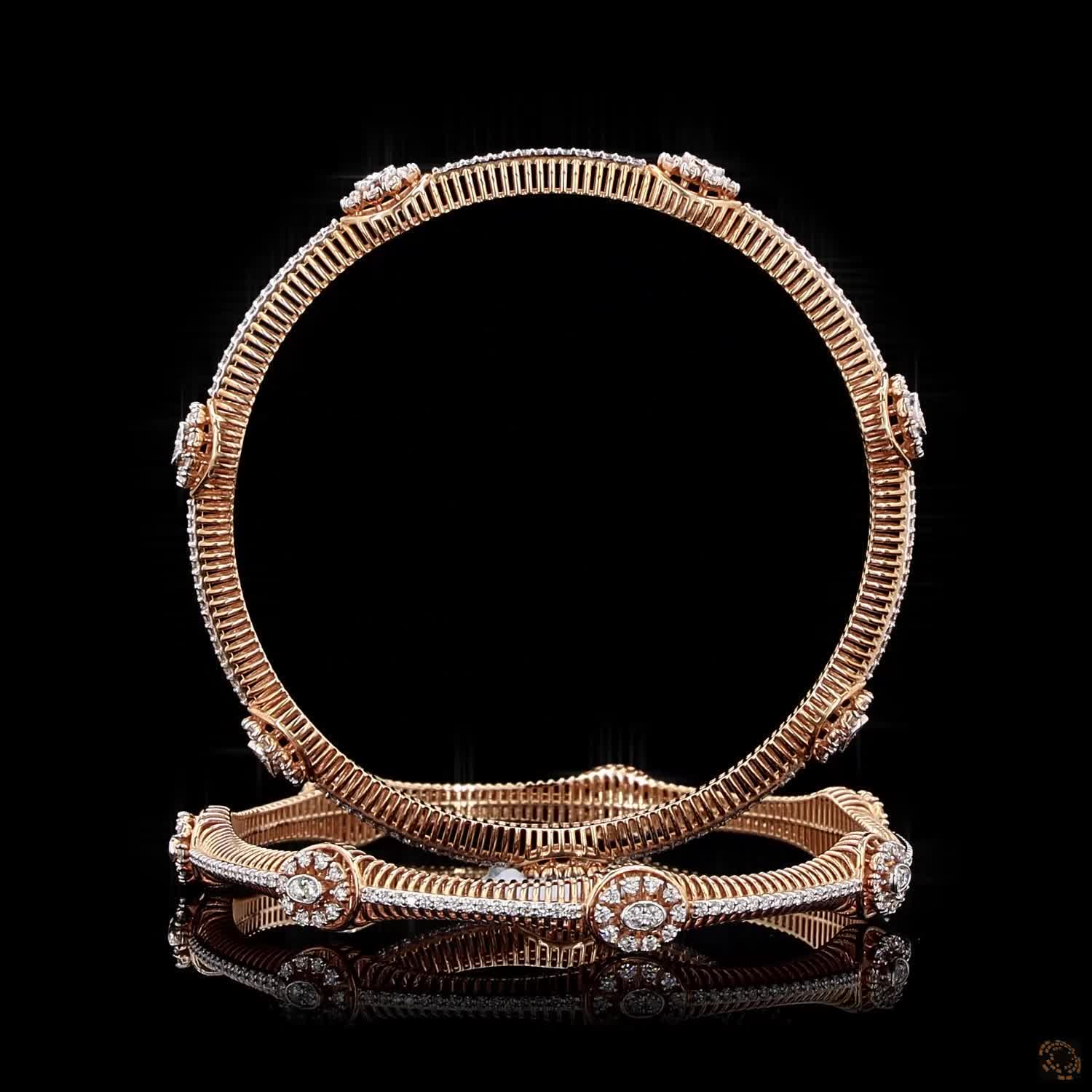 Diamond Bangles in 18KT Rose Gold
